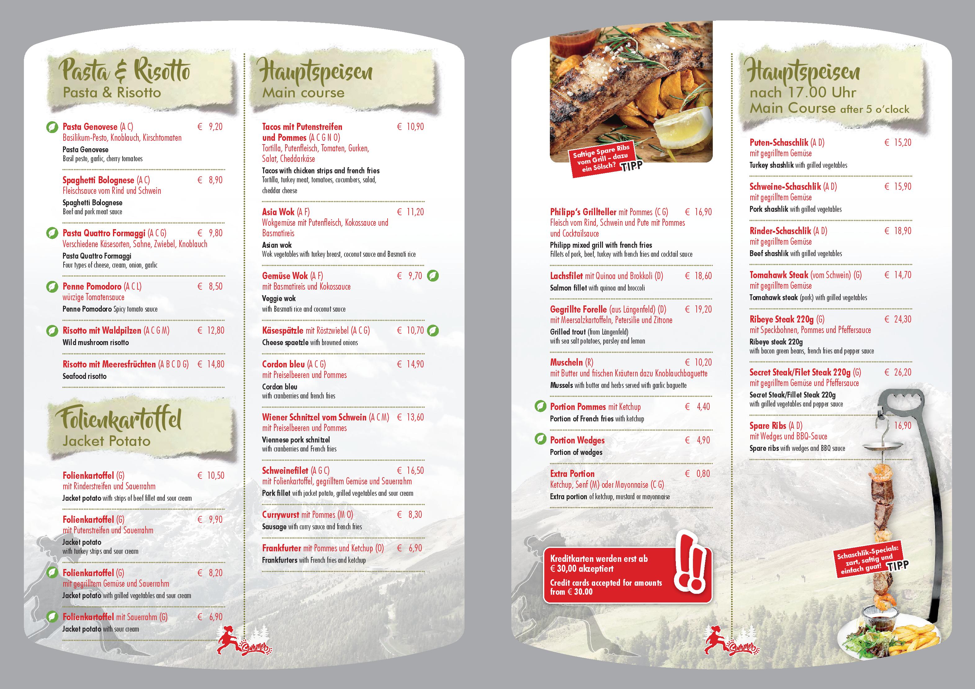 Speisekarte Philipp in Sölden, Seite 3