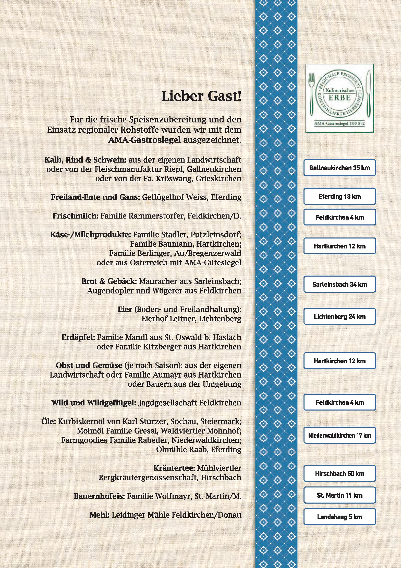 Speisekarte Schlagerwirt - Erbhof am Schlag in Feldkirchen an der Donau, Seite 13