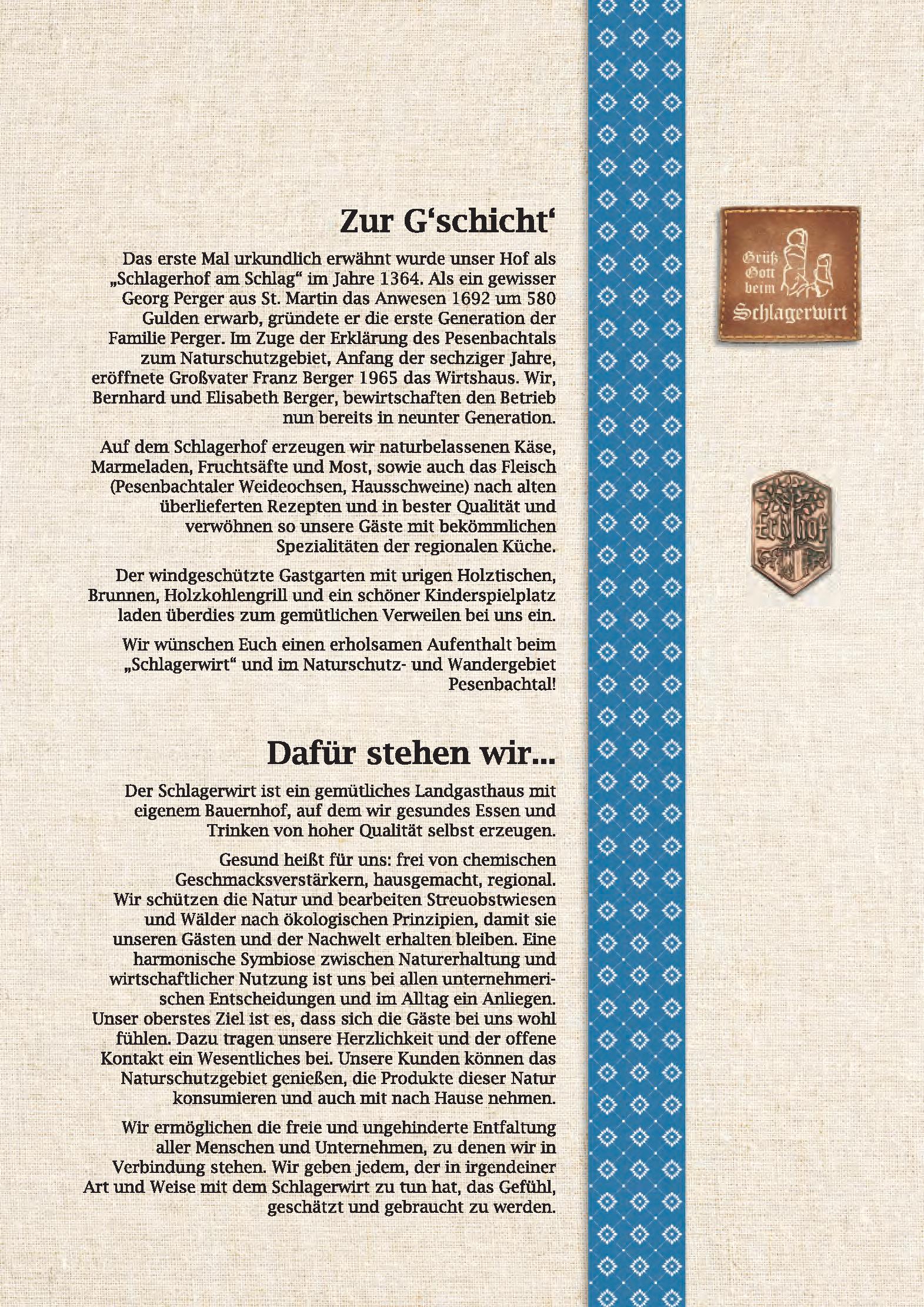 Speisekarte Schlagerwirt - Erbhof am Schlag in Feldkirchen an der Donau, Seite 15