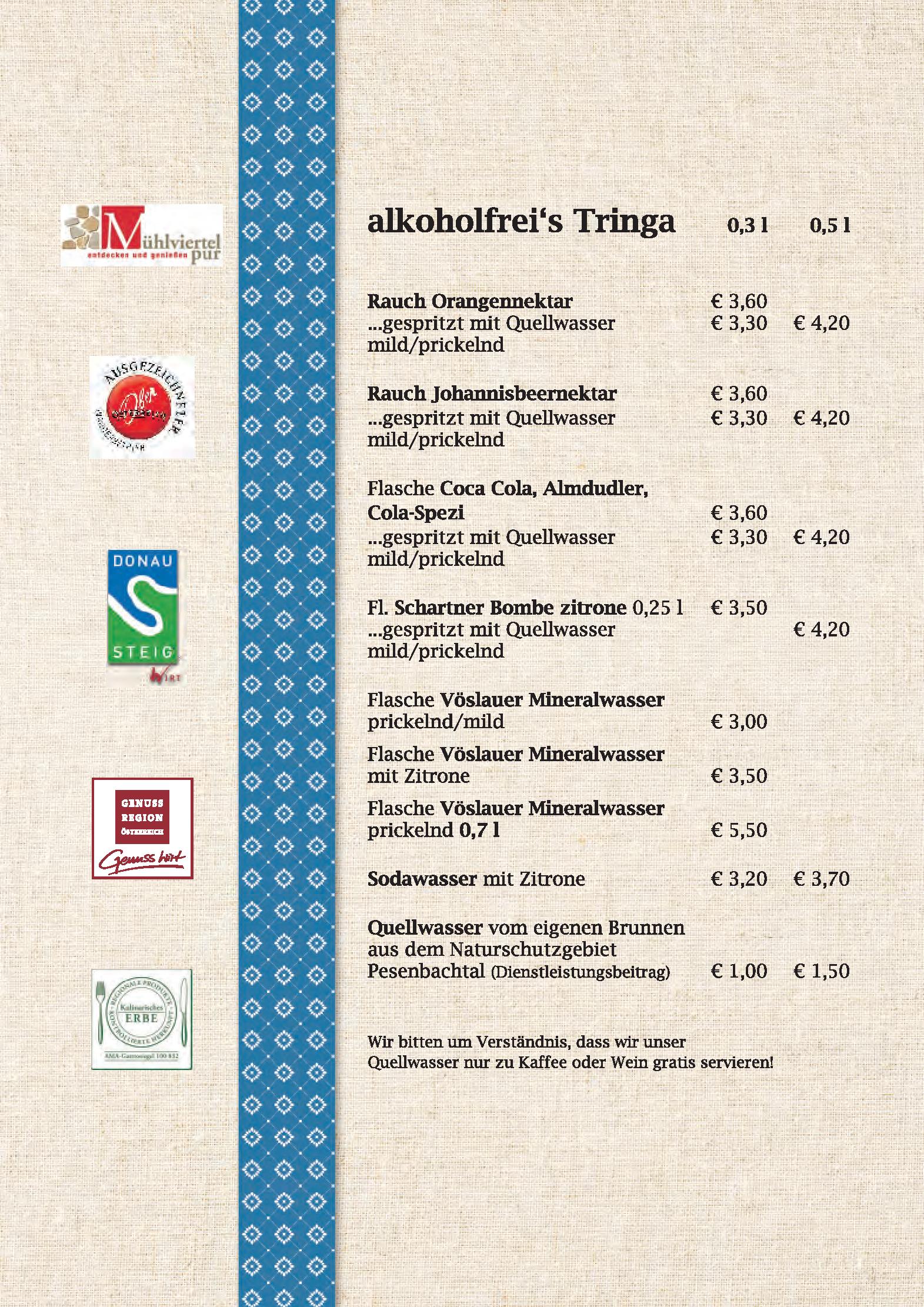 Speisekarte Schlagerwirt - Erbhof am Schlag in Feldkirchen an der Donau, Seite 5