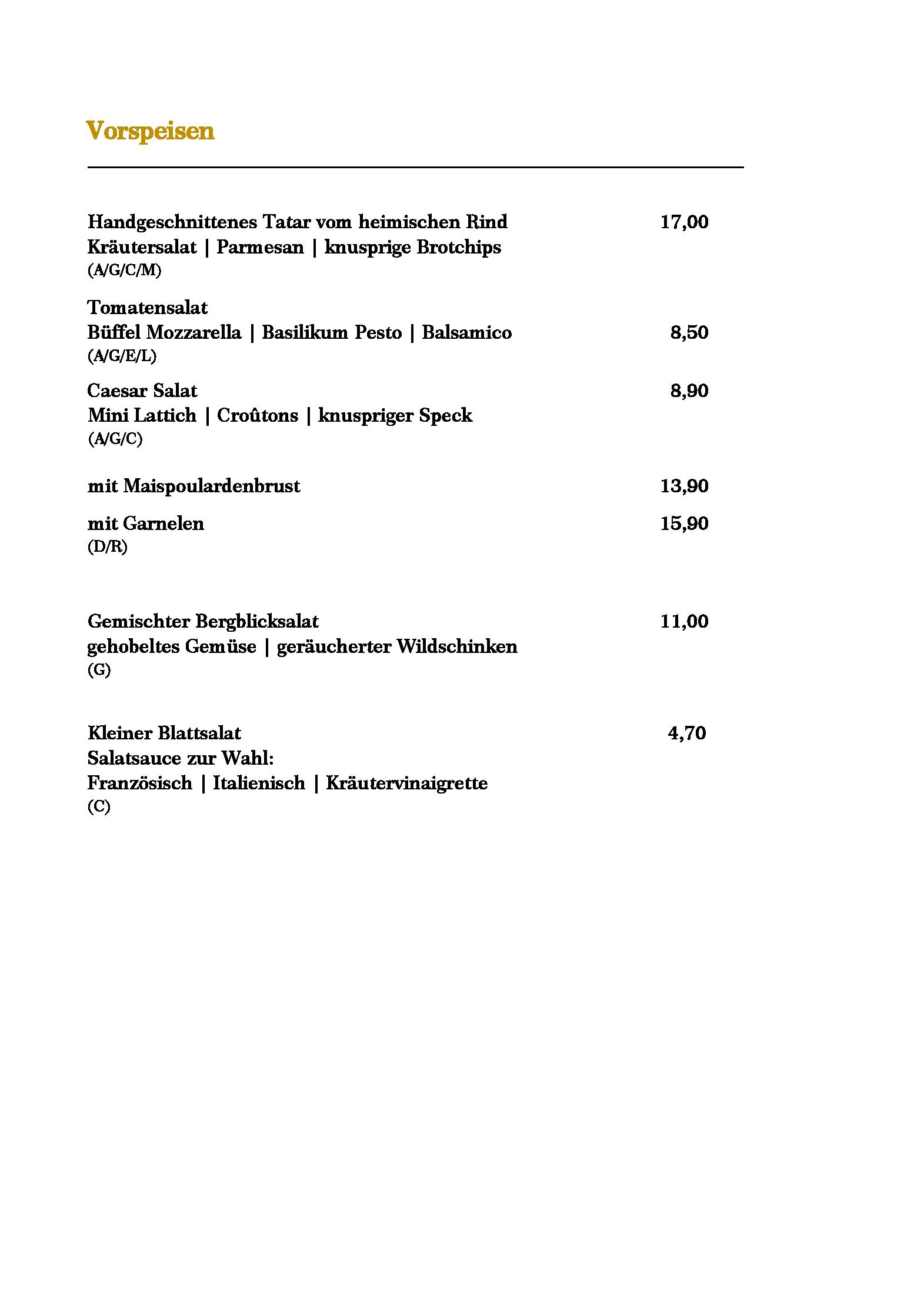 Speisekarte Hotel Bergblick GmbH & Co KG in Grän, Seite 2