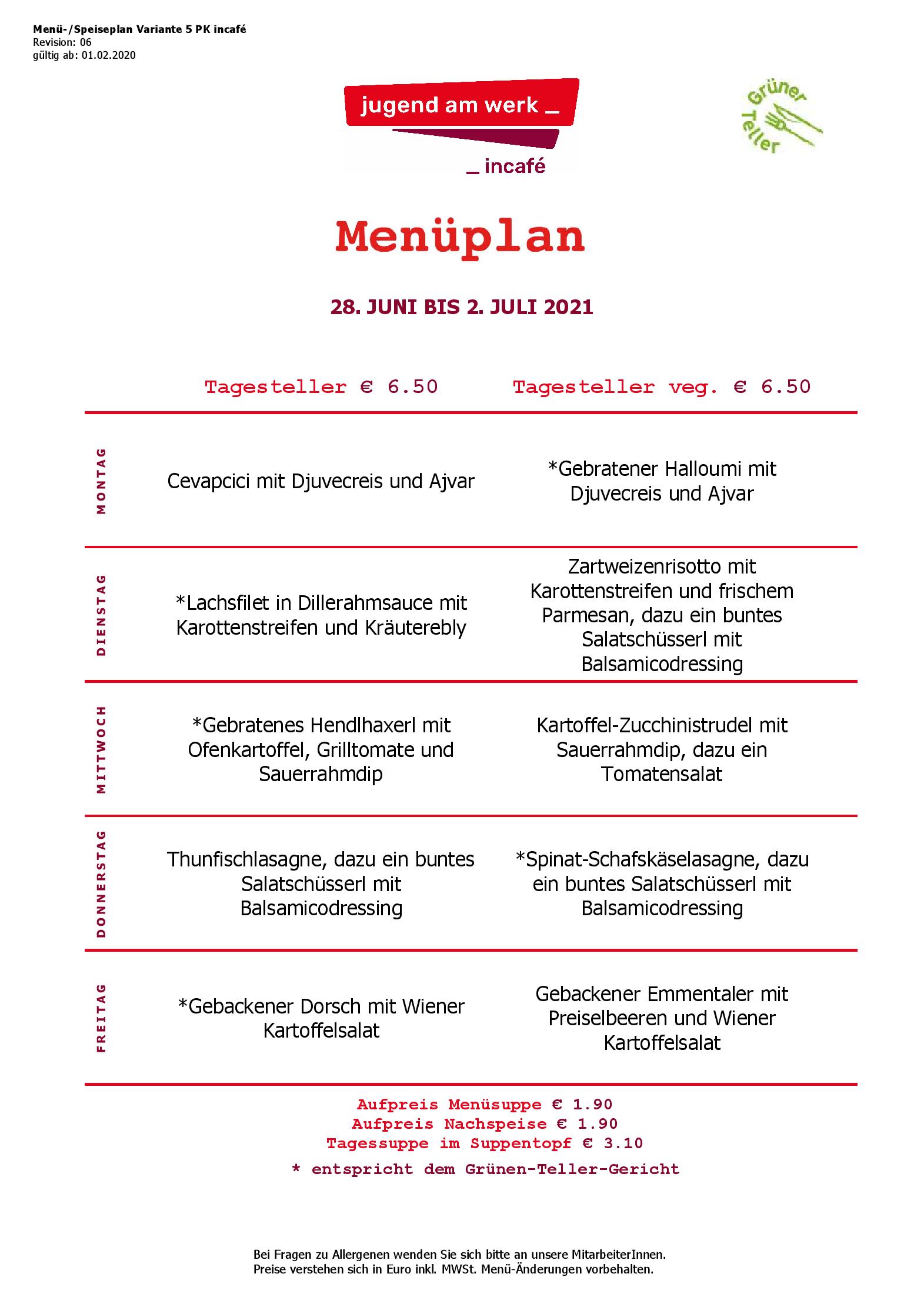 Speisekarte incafé in Graz, Seite 76