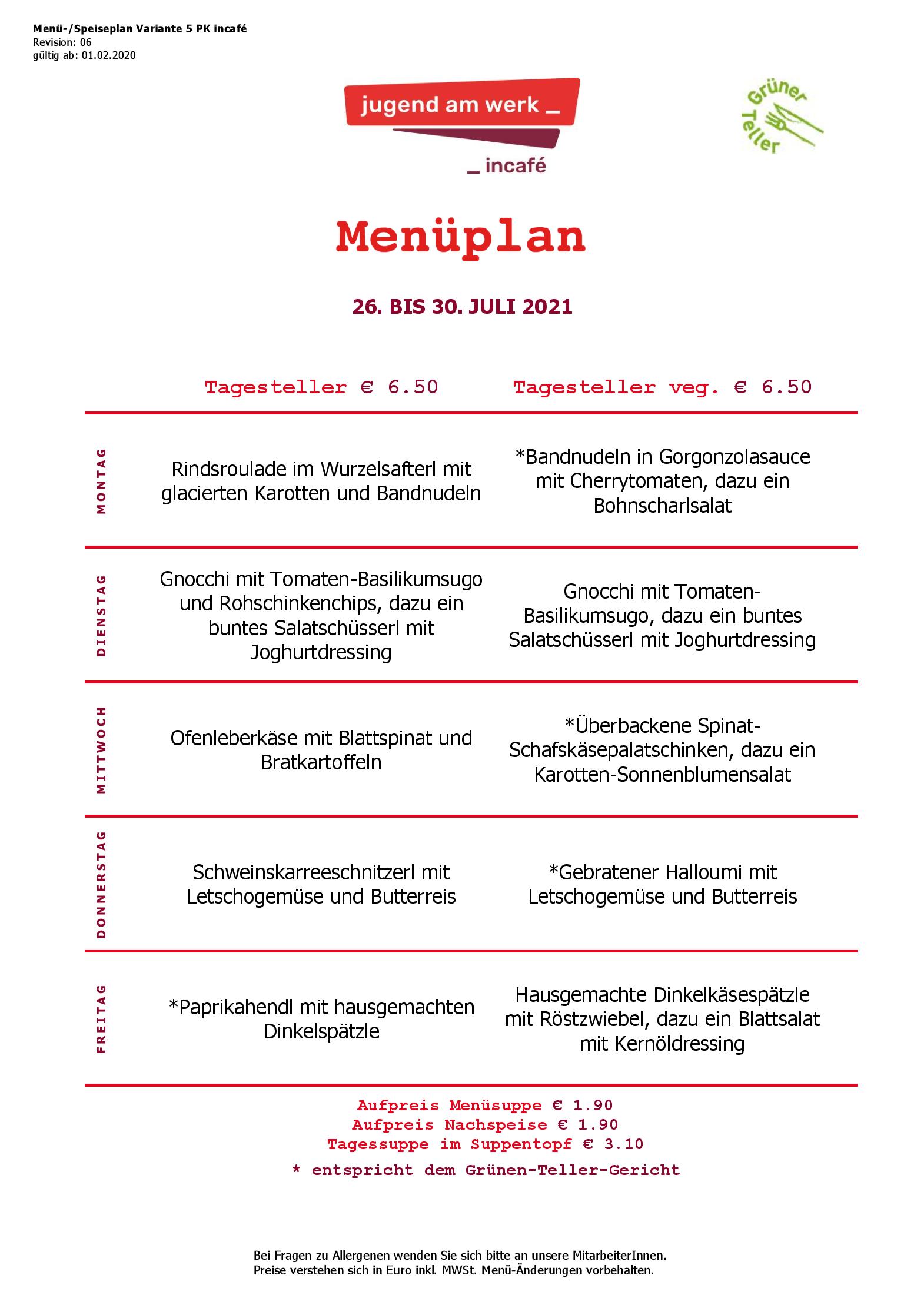 Speisekarte incafé in Graz, Seite 129