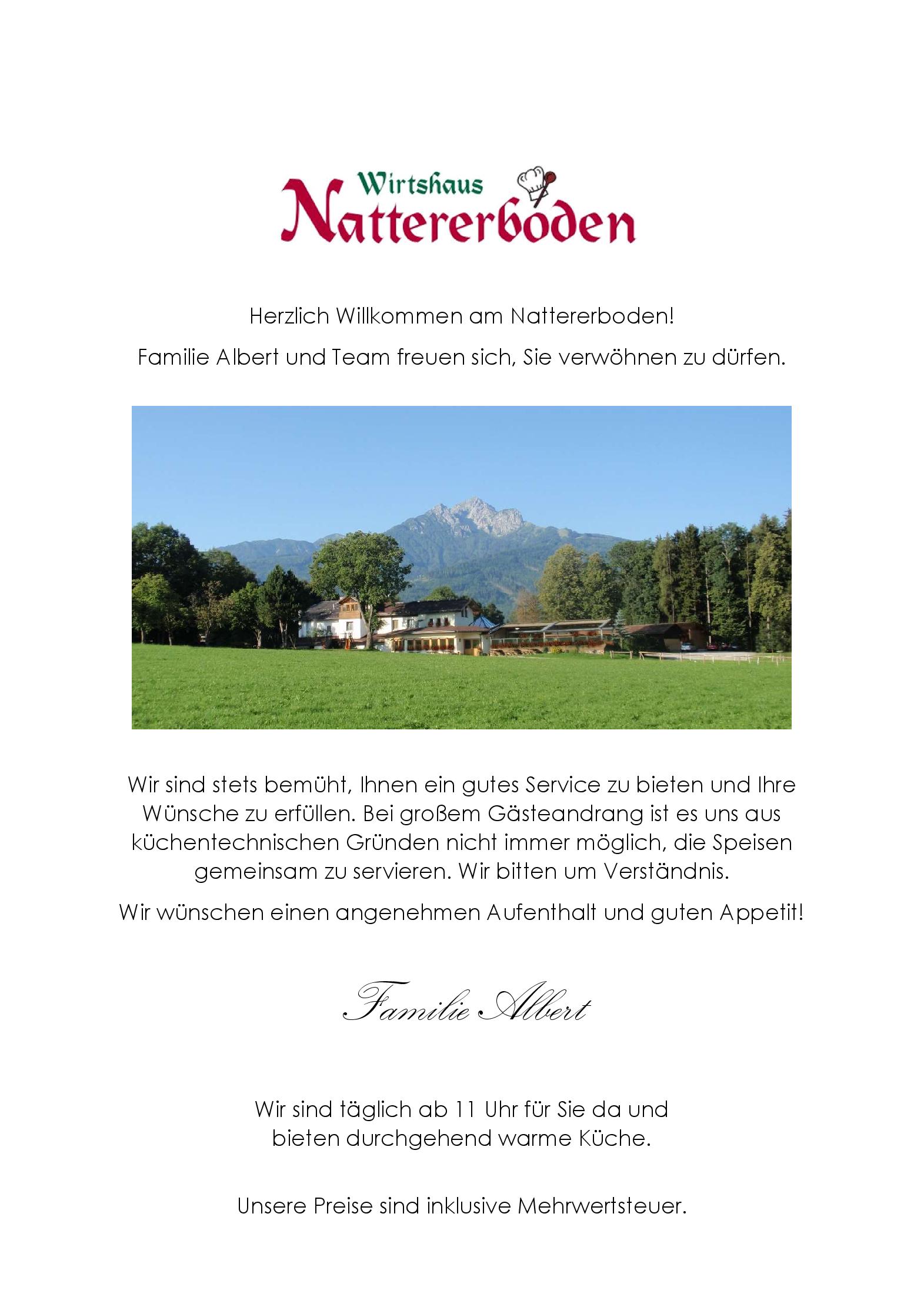 Speisekarte Wirtshaus Nattererboden in Innsbruck, Seite 16