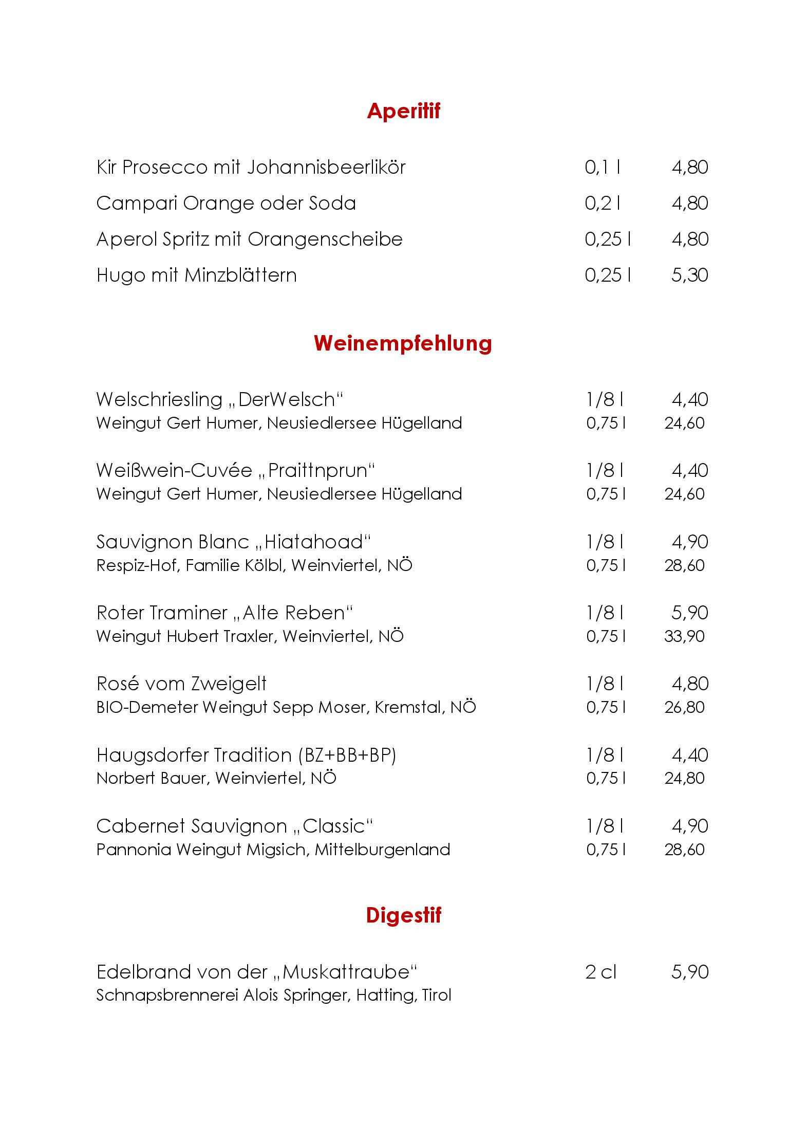 Speisekarte Wirtshaus Nattererboden in Innsbruck, Seite 15