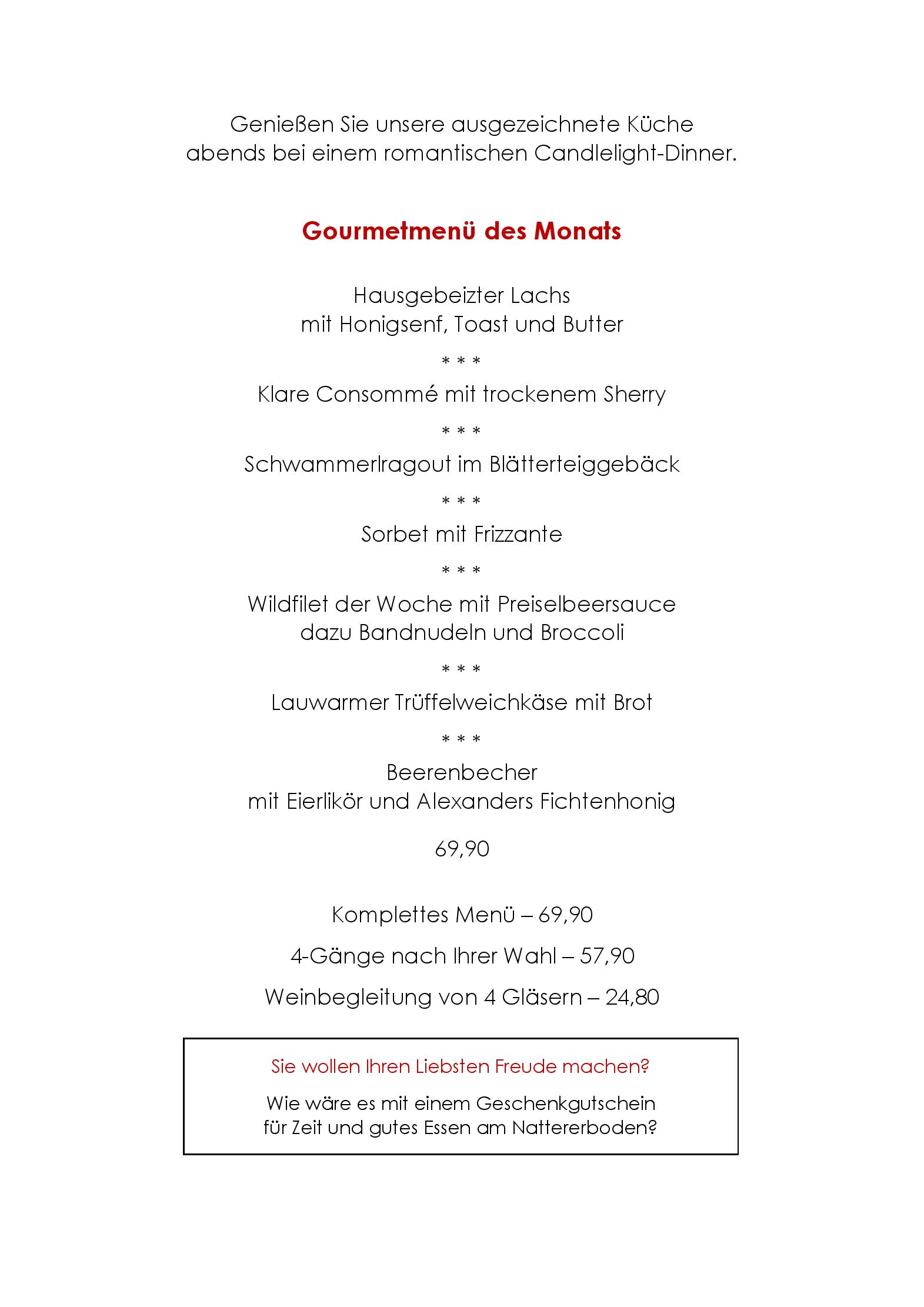 Speisekarte Wirtshaus Nattererboden in Innsbruck, Seite 14