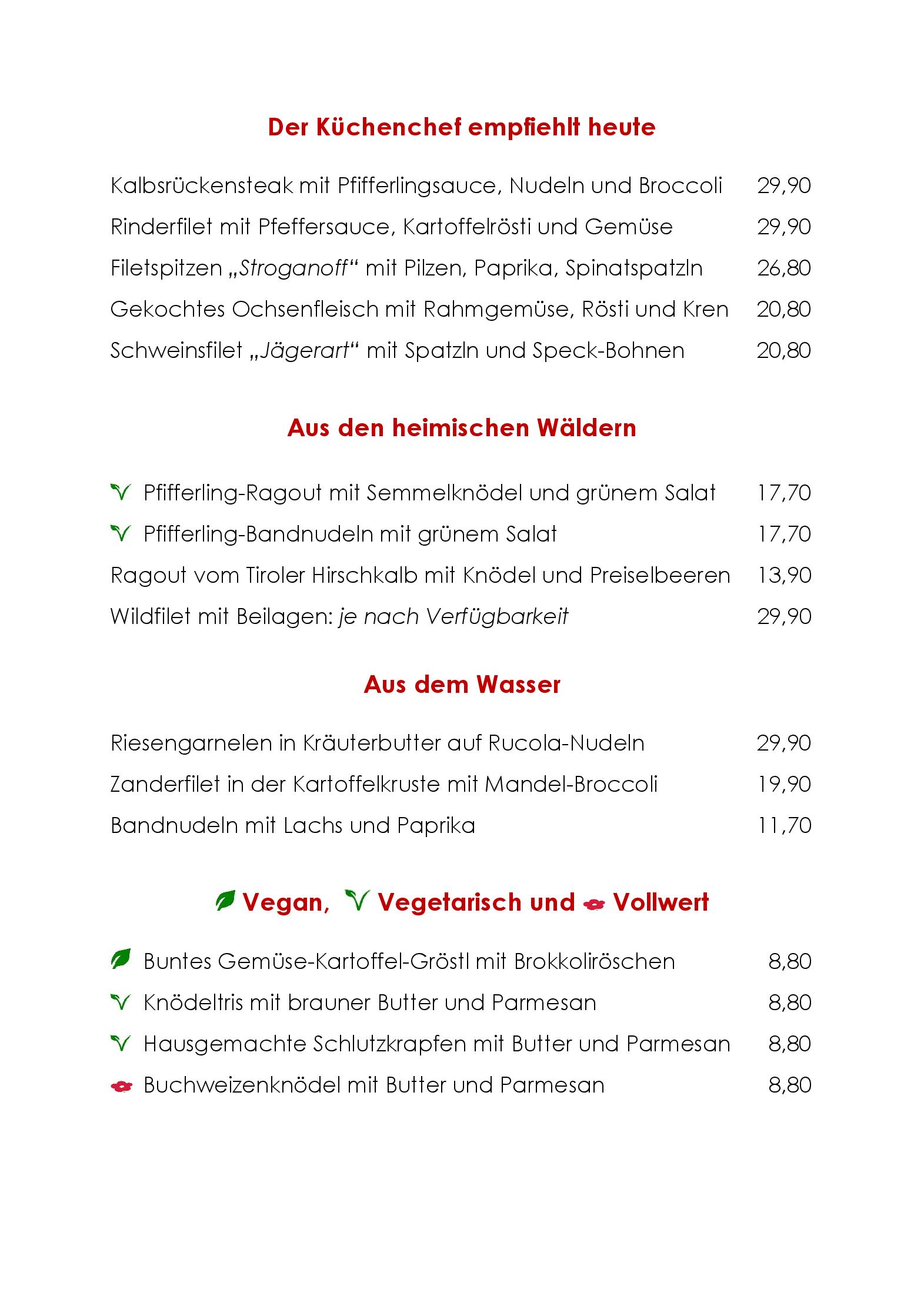 Speisekarte Wirtshaus Nattererboden in Innsbruck, Seite 11