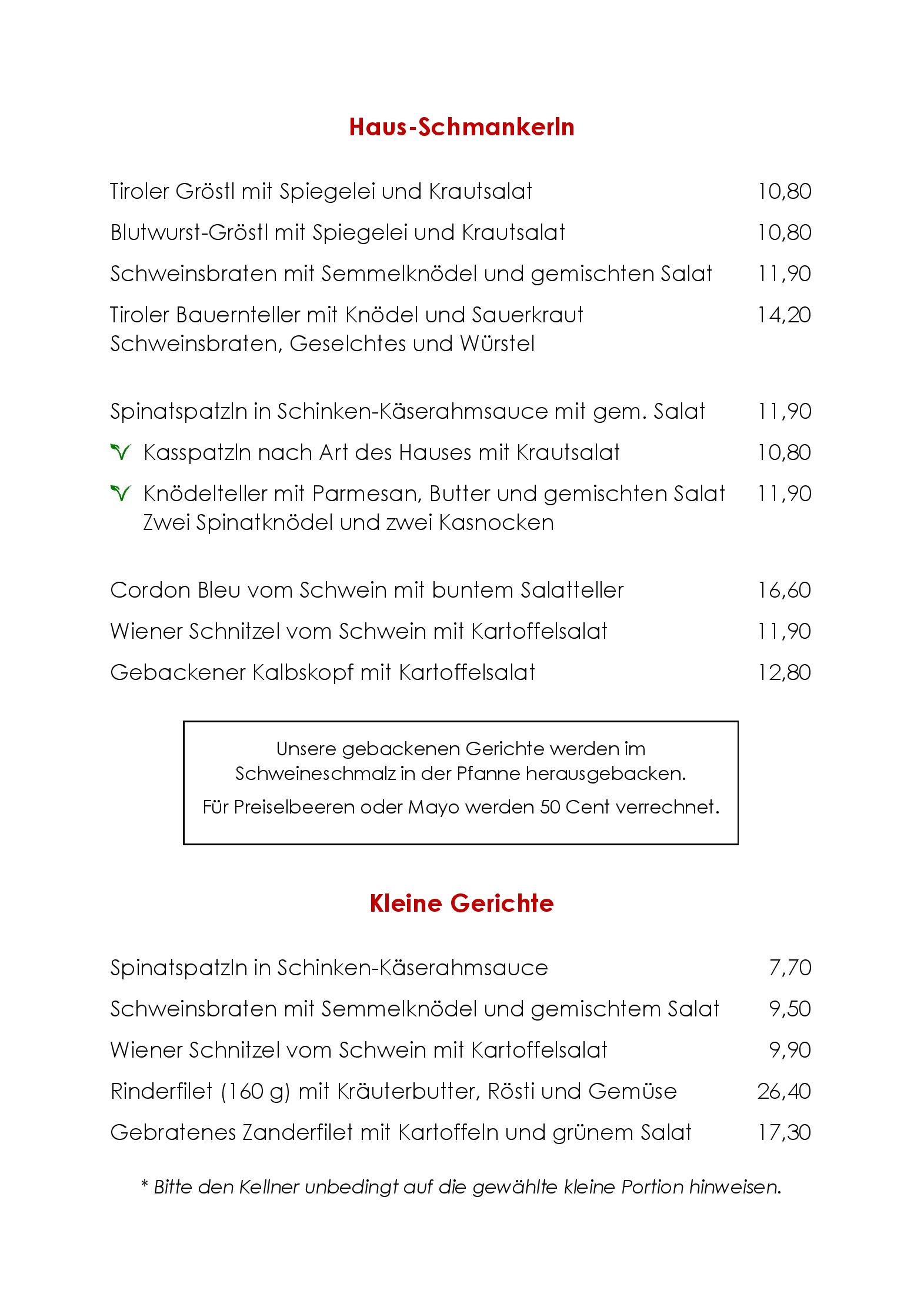 Speisekarte Wirtshaus Nattererboden in Innsbruck, Seite 10
