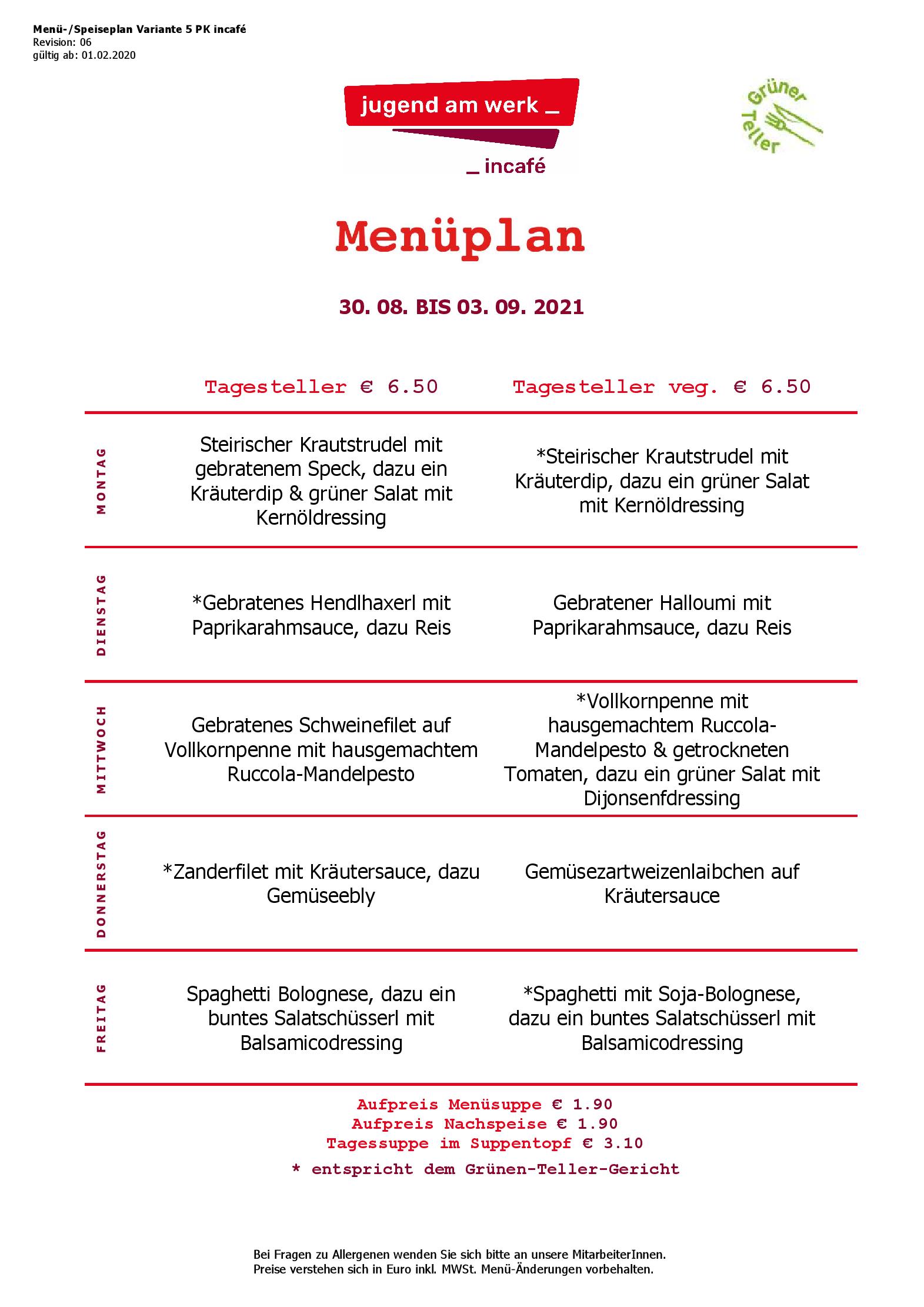 Speisekarte incafé in Graz, Seite 132