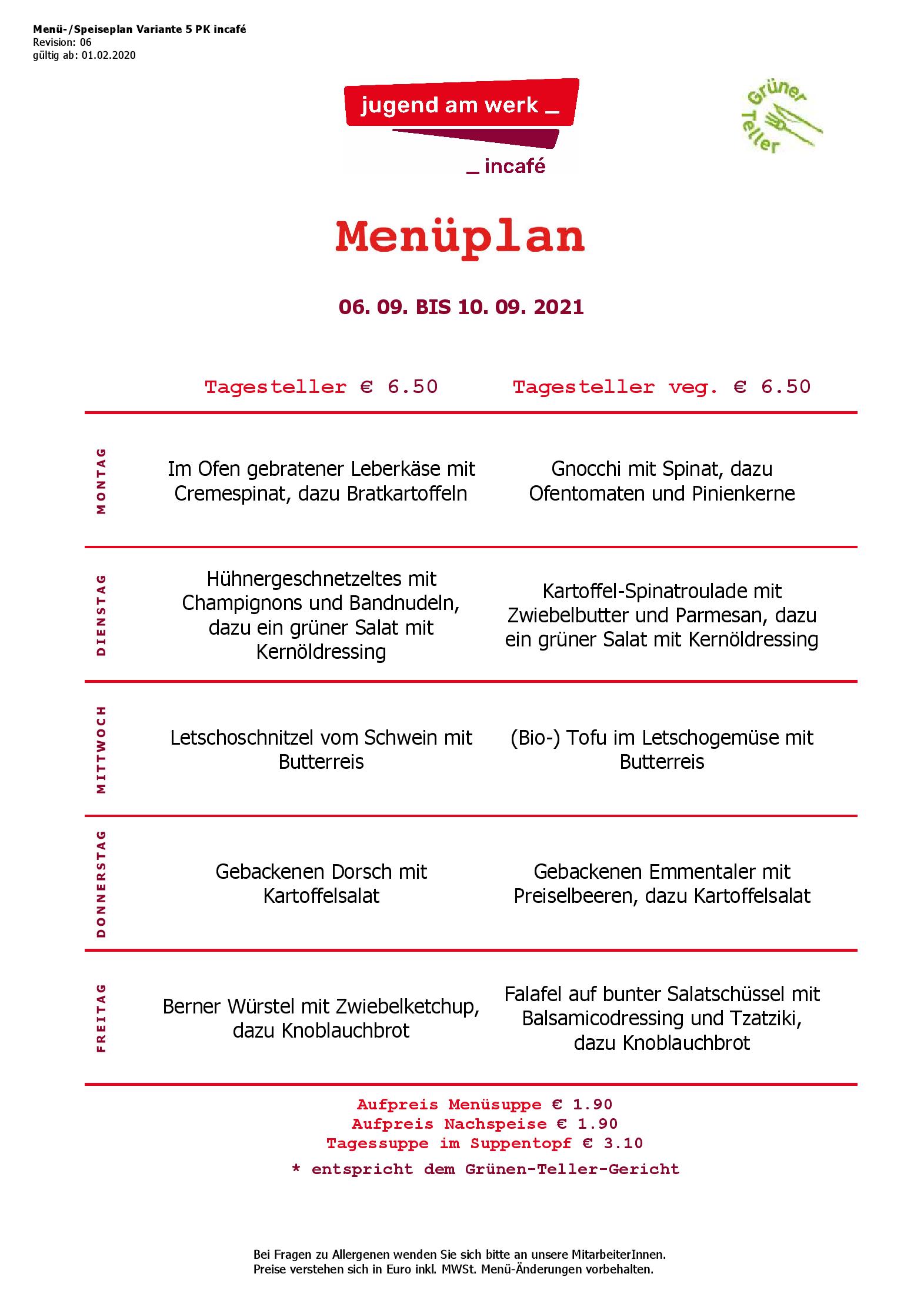 Speisekarte incafé in Graz, Seite 131