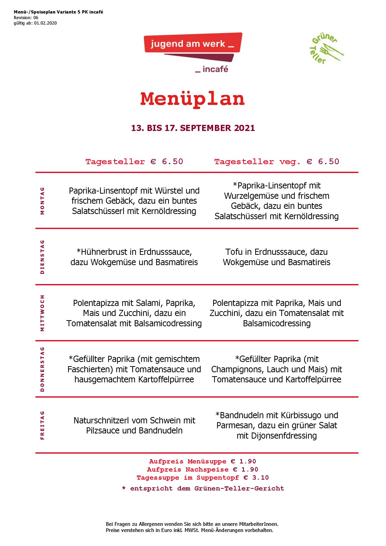 Speisekarte incafé in Graz, Seite 25