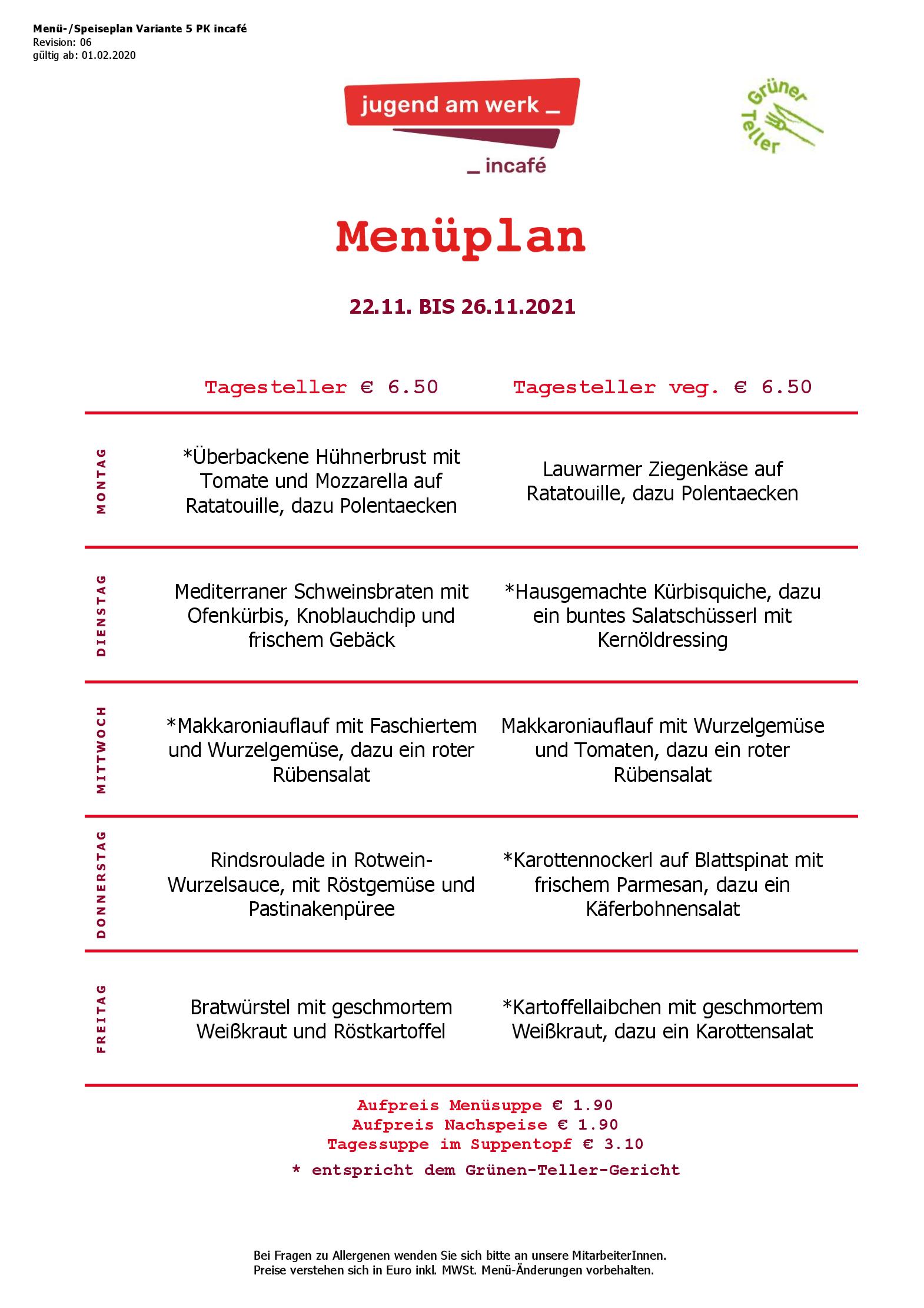 Speisekarte incafé in Graz, Seite 134