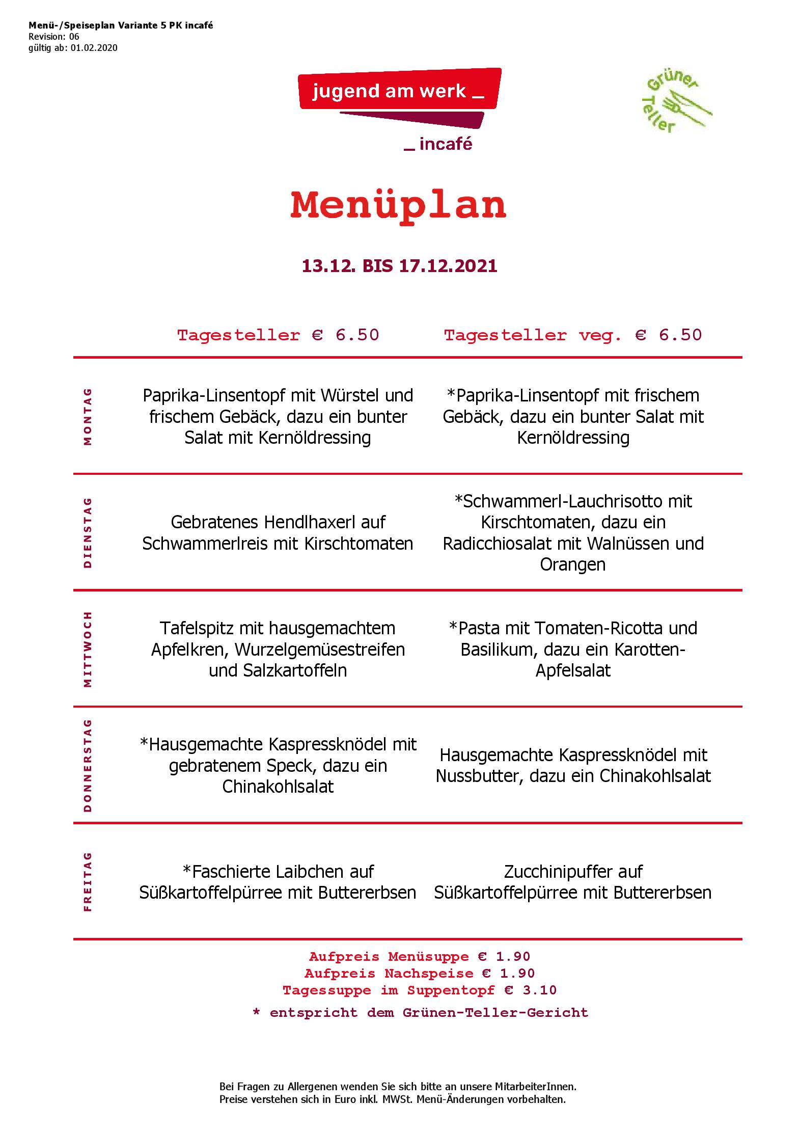 Speisekarte incafé in Graz, Seite 139