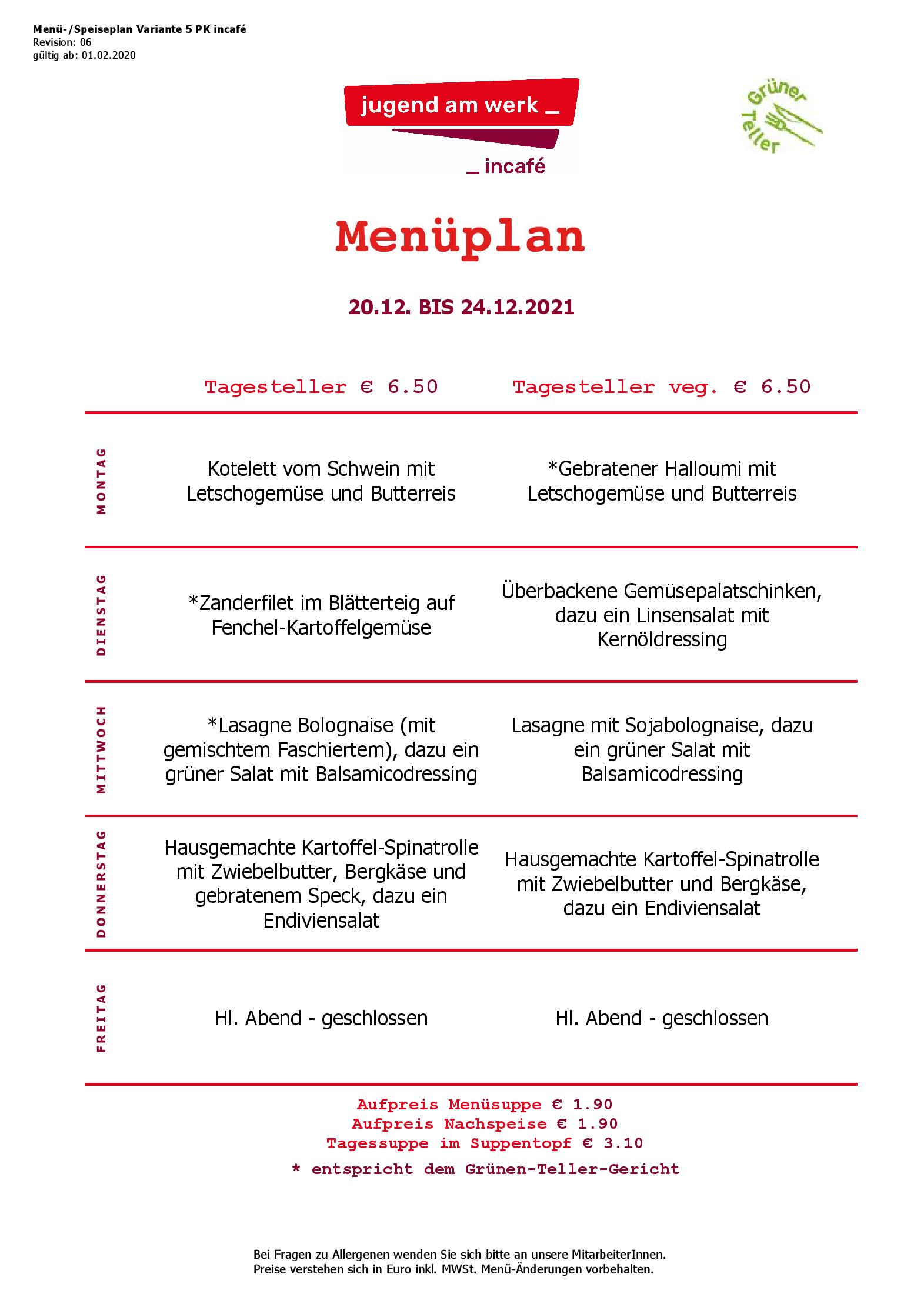 Speisekarte incafé in Graz, Seite 96