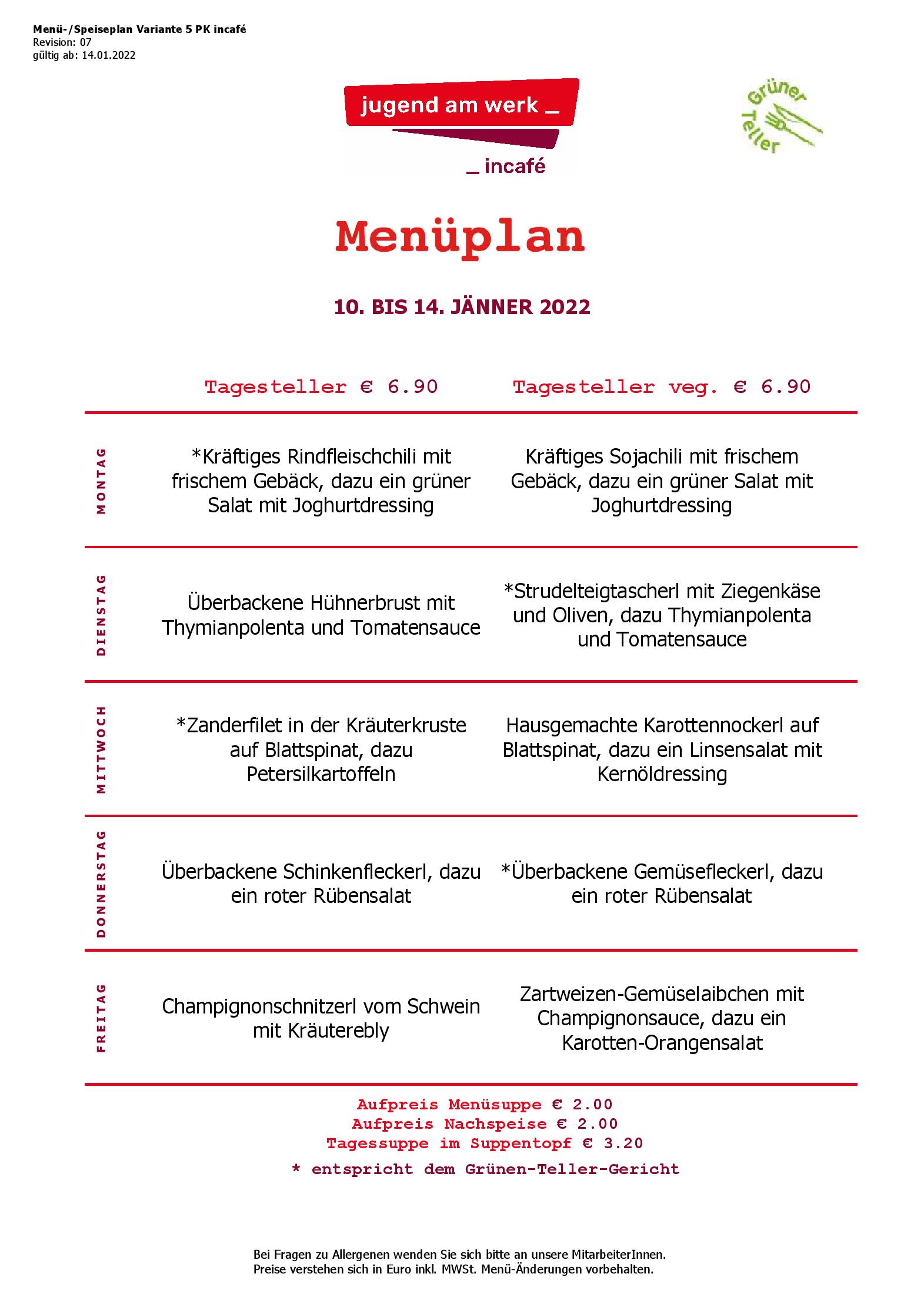 Speisekarte incafé in Graz, Seite 10