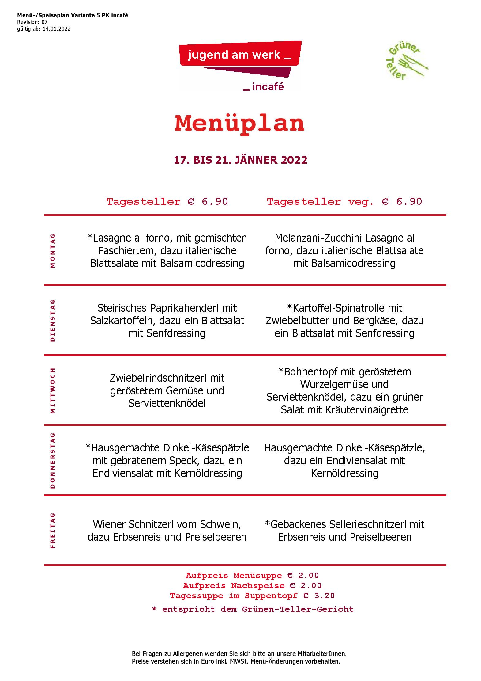 Speisekarte incafé in Graz, Seite 130