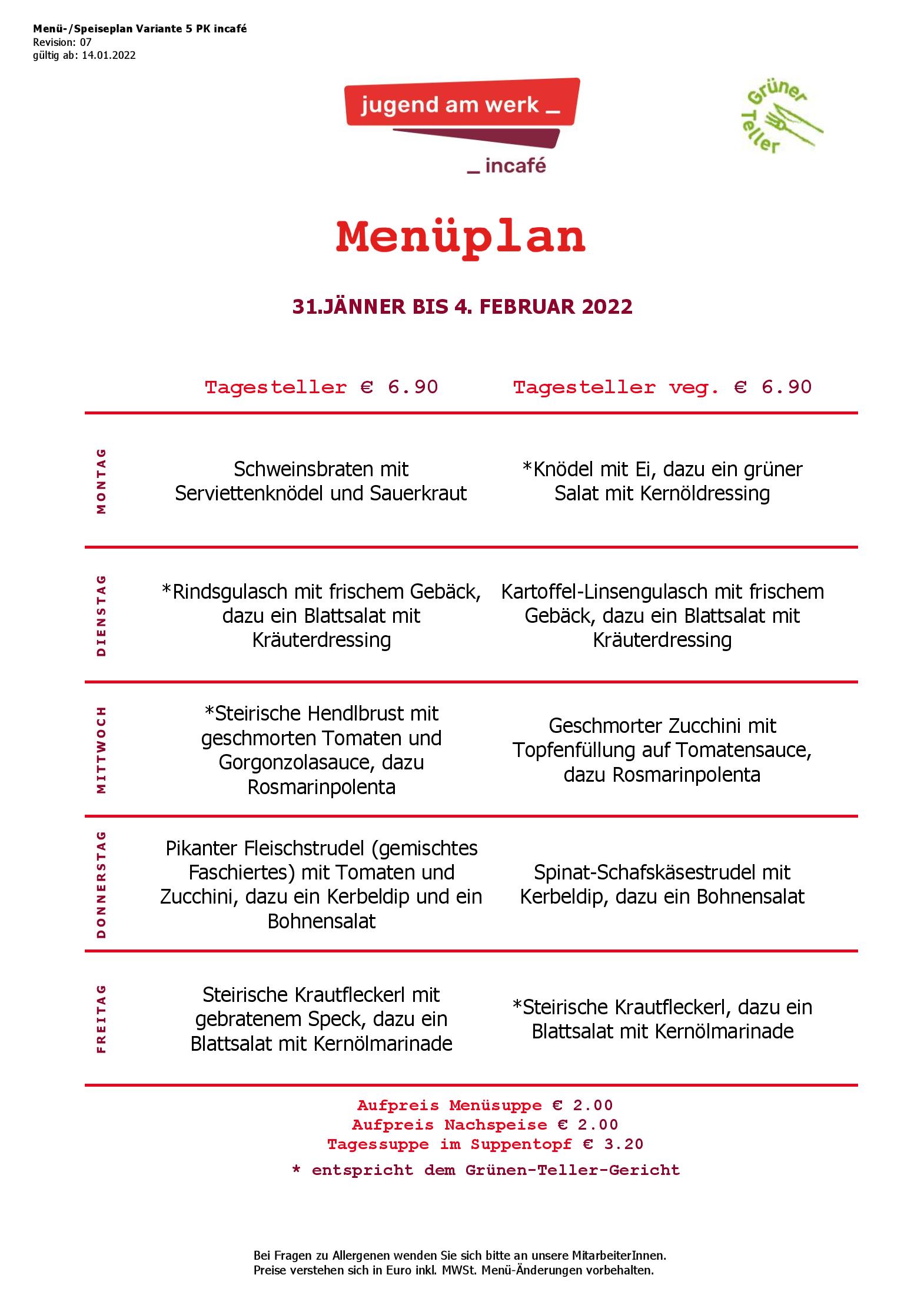 Speisekarte incafé in Graz, Seite 86