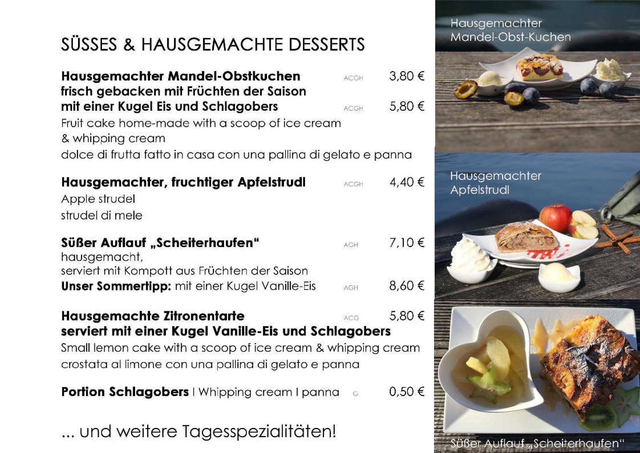 Speisekarte Café-Bistro Kap 4613 in Millstatt, Seite 4