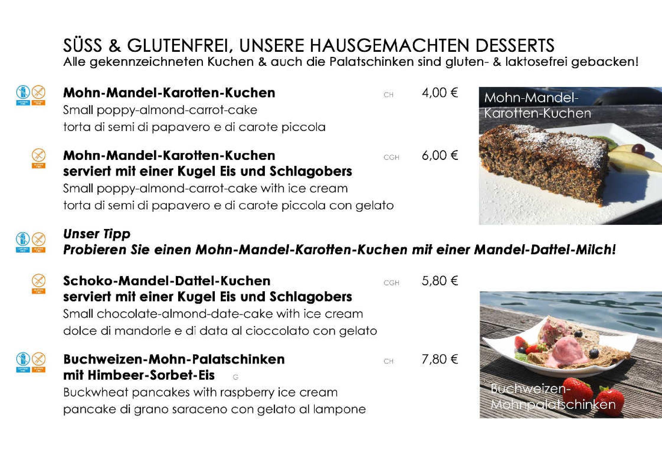 Speisekarte Café-Bistro Kap 4613 in Millstatt, Seite 2