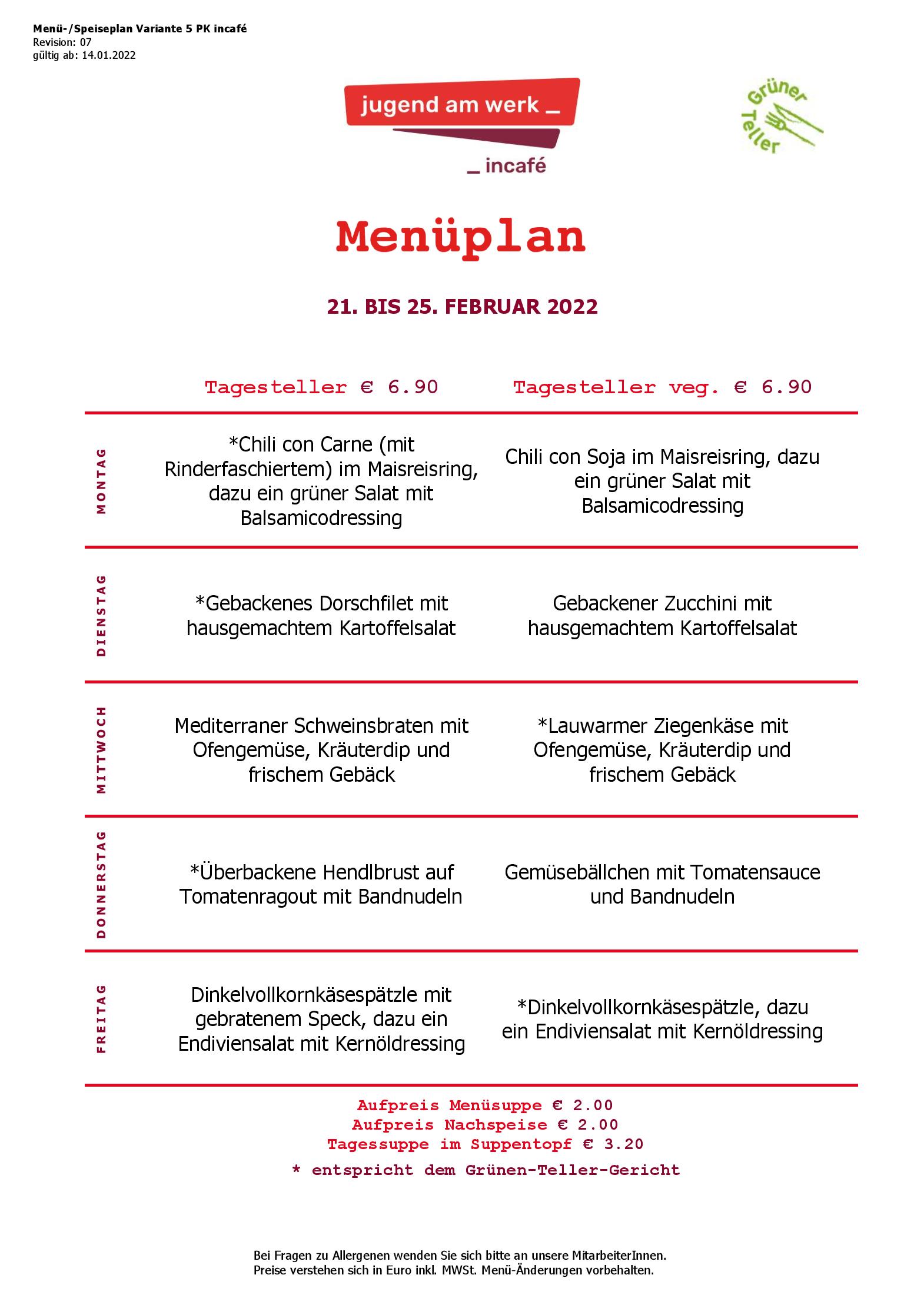 Speisekarte incafé in Graz, Seite 84