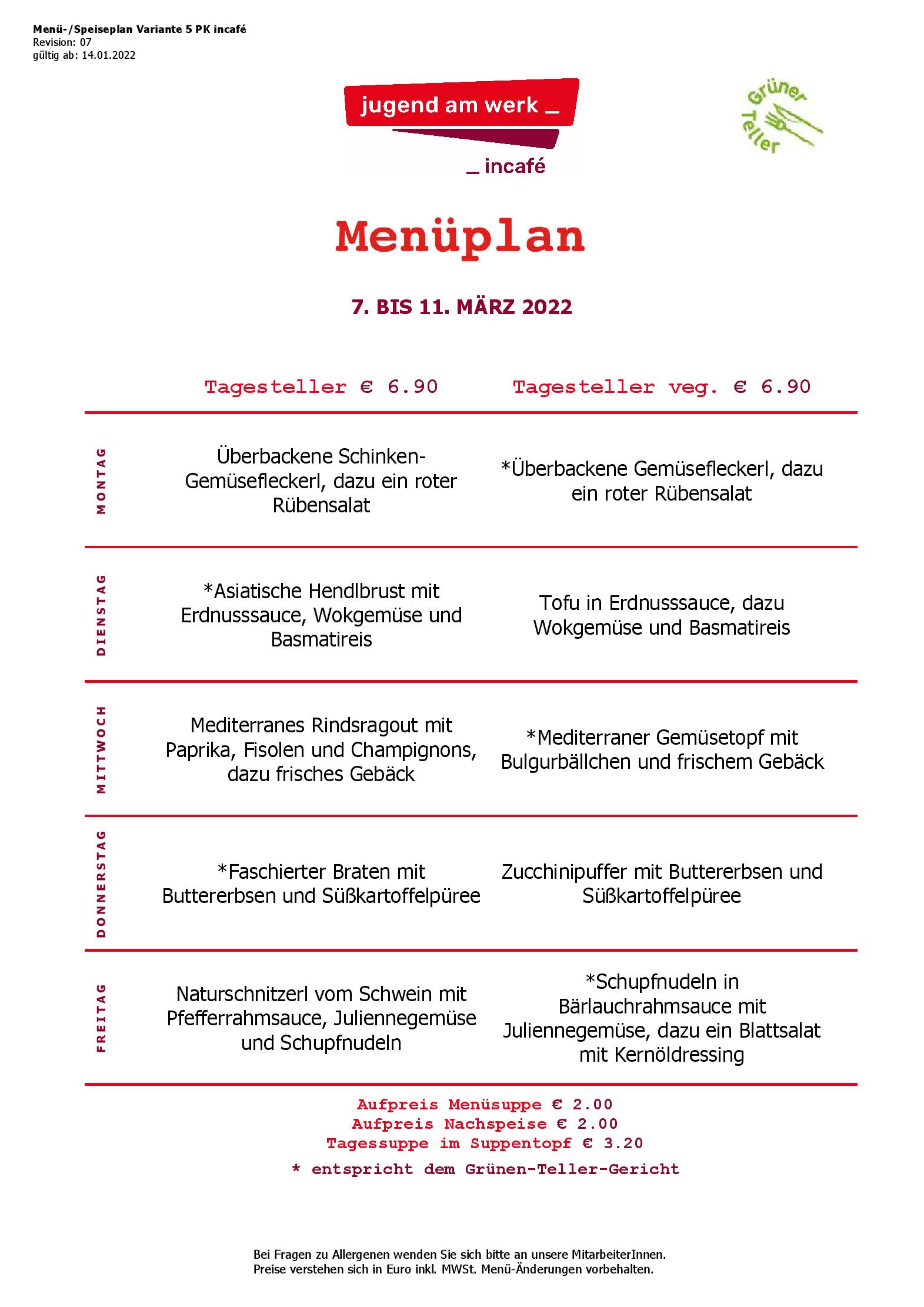 Speisekarte incafé in Graz, Seite 105