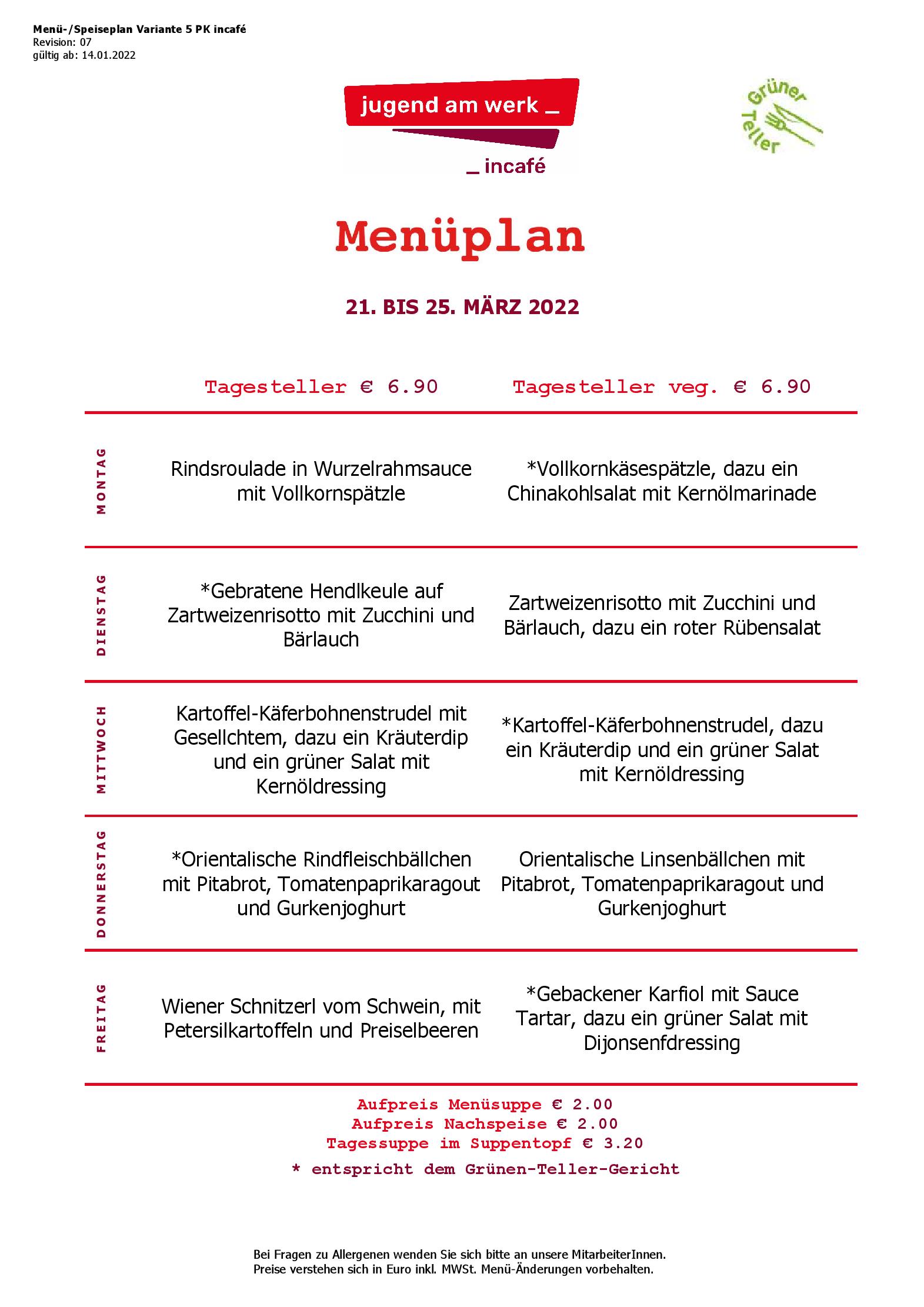 Speisekarte incafé in Graz, Seite 8