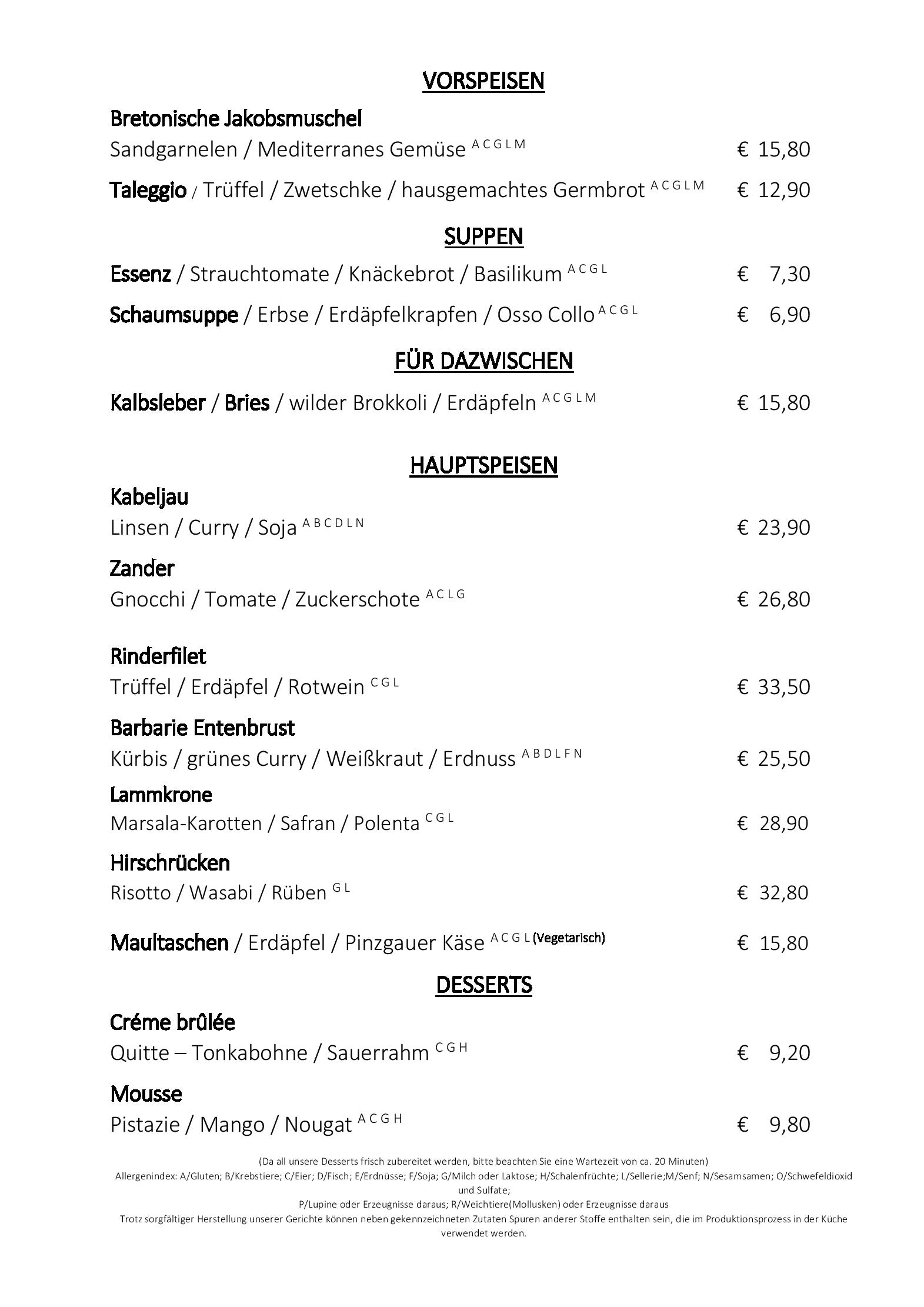 Speisekarte Hotel Restaurant zum Hirschen in Zell am See, Seite 4