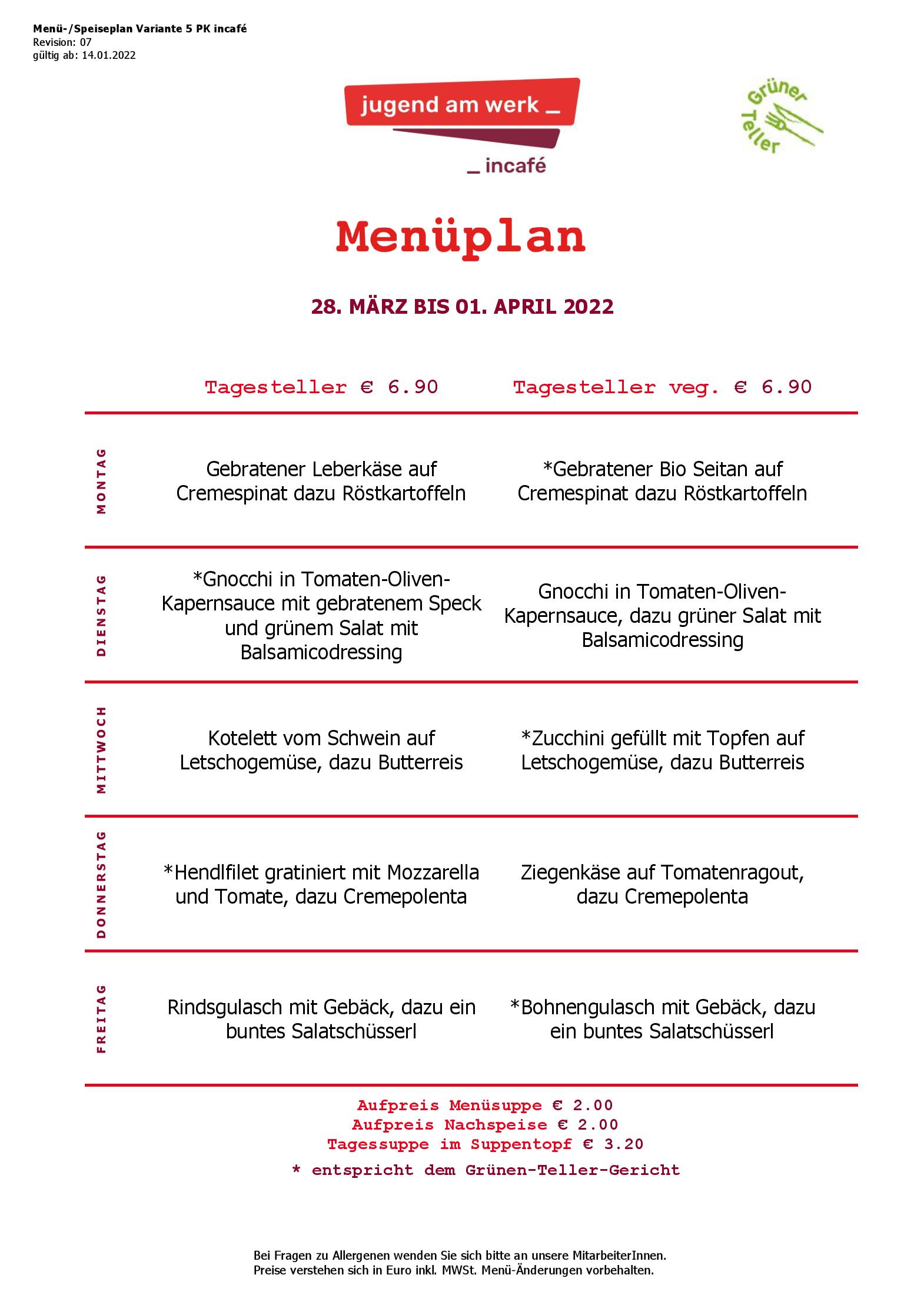 Speisekarte incafé in Graz, Seite 3