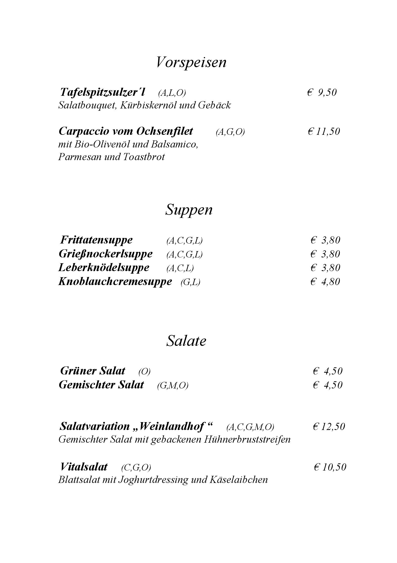 Speisekarte Gasthof Weinlandhof in Klöch, Seite 5