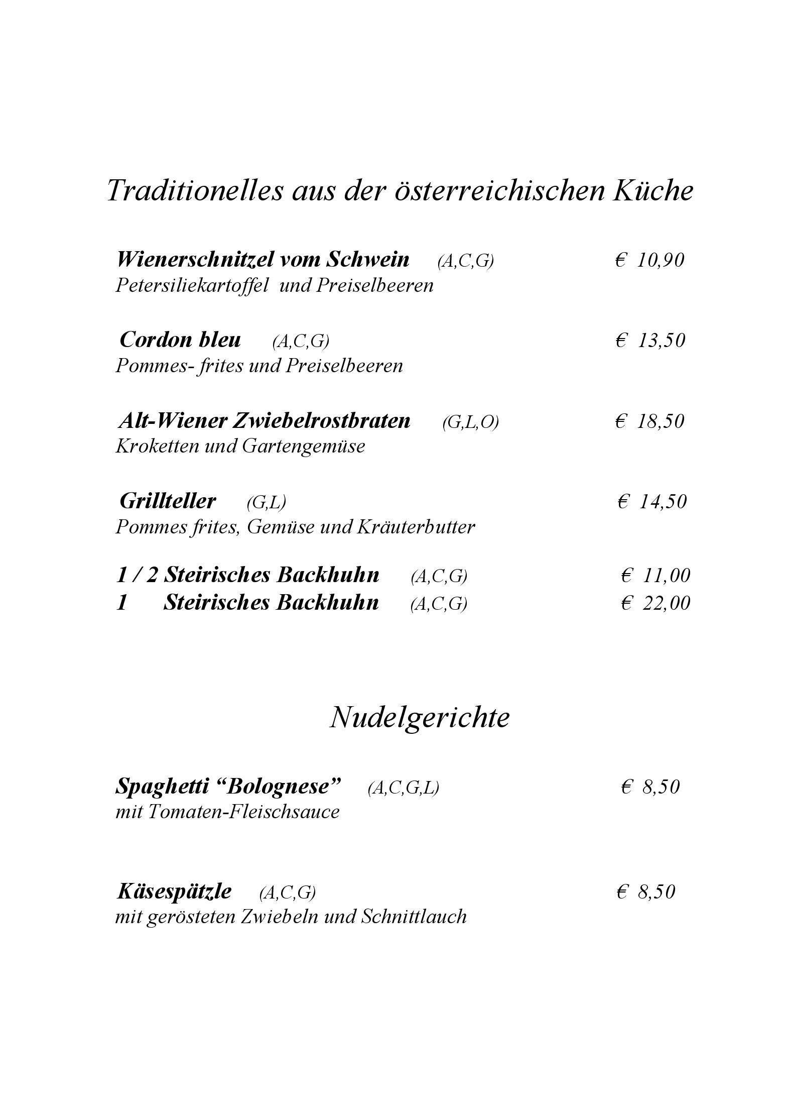 Speisekarte Gasthof Weinlandhof in Klöch, Seite 4
