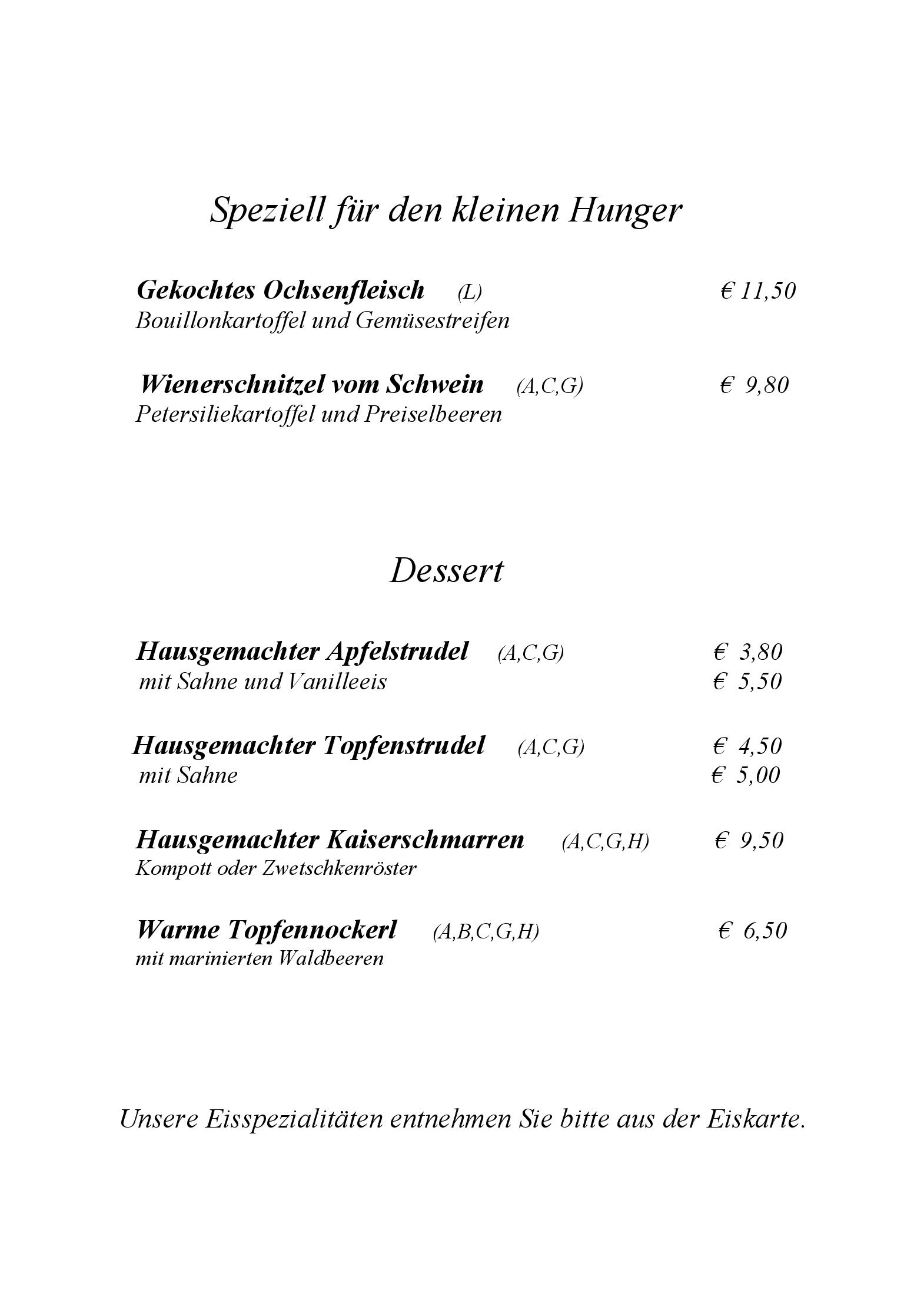 Speisekarte Gasthof Weinlandhof in Klöch, Seite 2