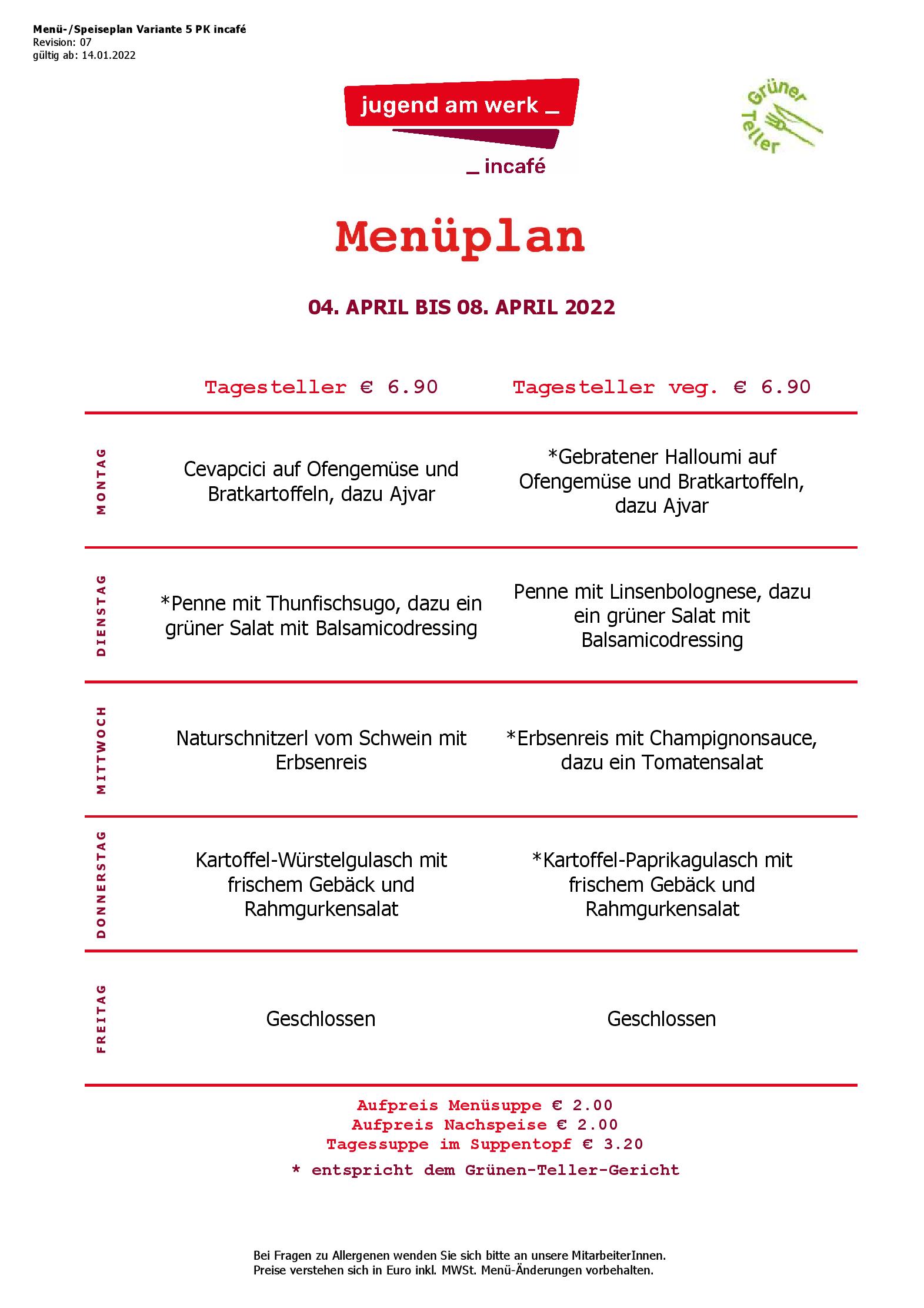 Speisekarte incafé in Graz, Seite 82