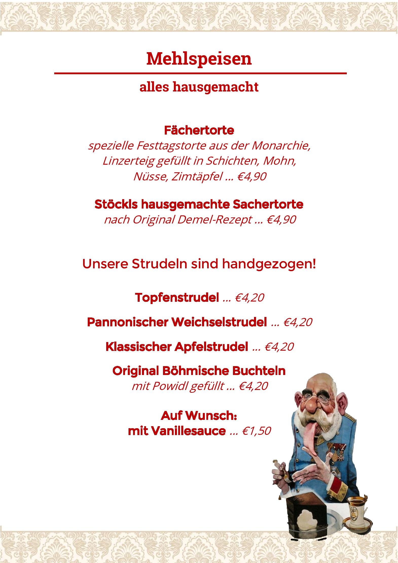 Speisekarte Restaurant Schönbrunner Stöckl in Wien, Seite 4