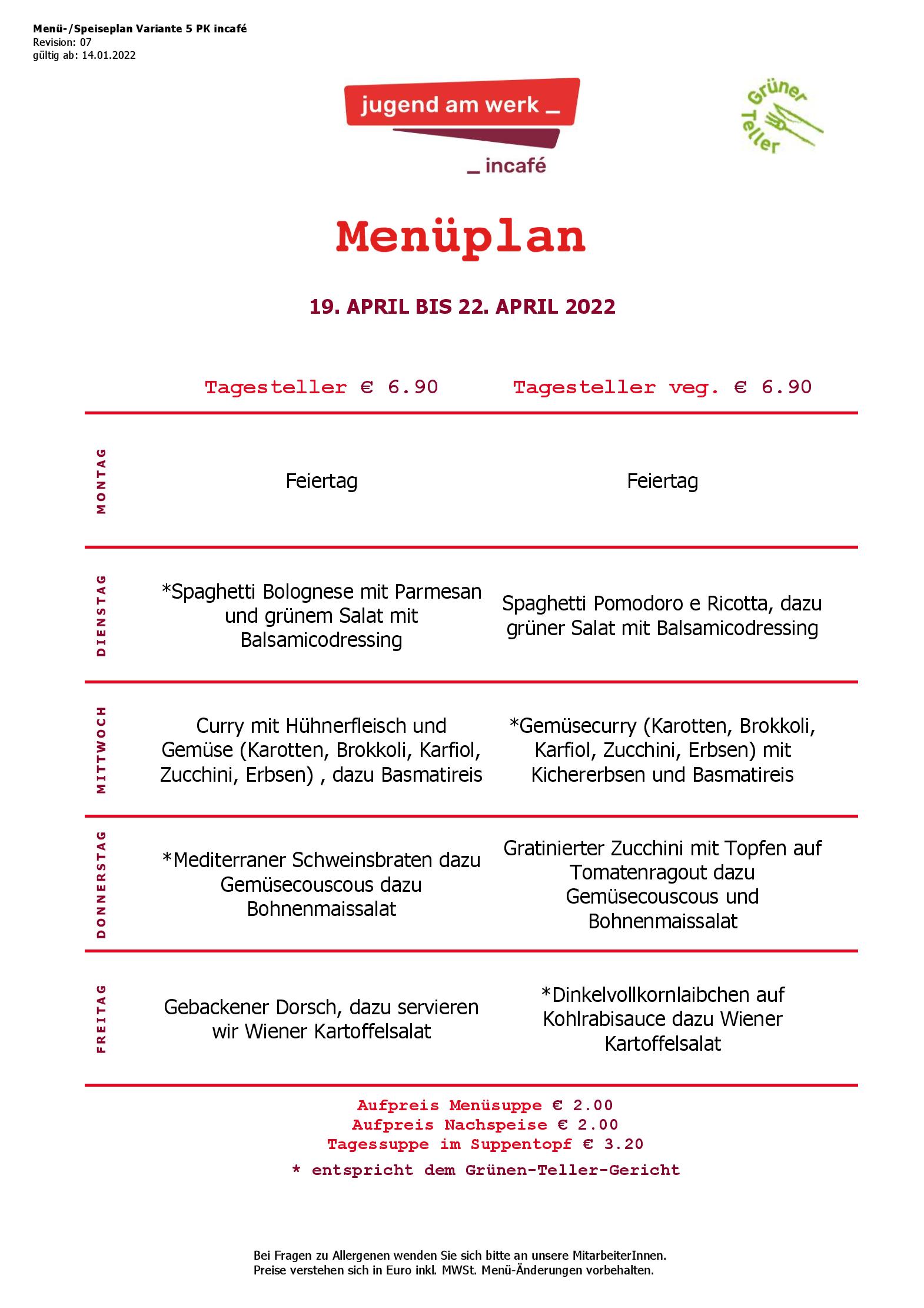 Speisekarte incafé in Graz, Seite 157