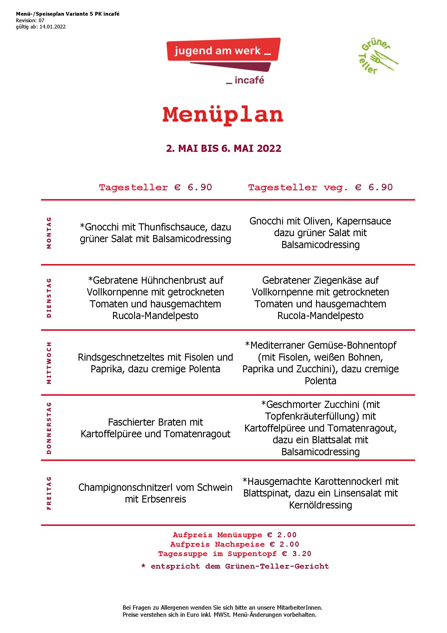 Speisekarte incafé in Graz, Seite 133