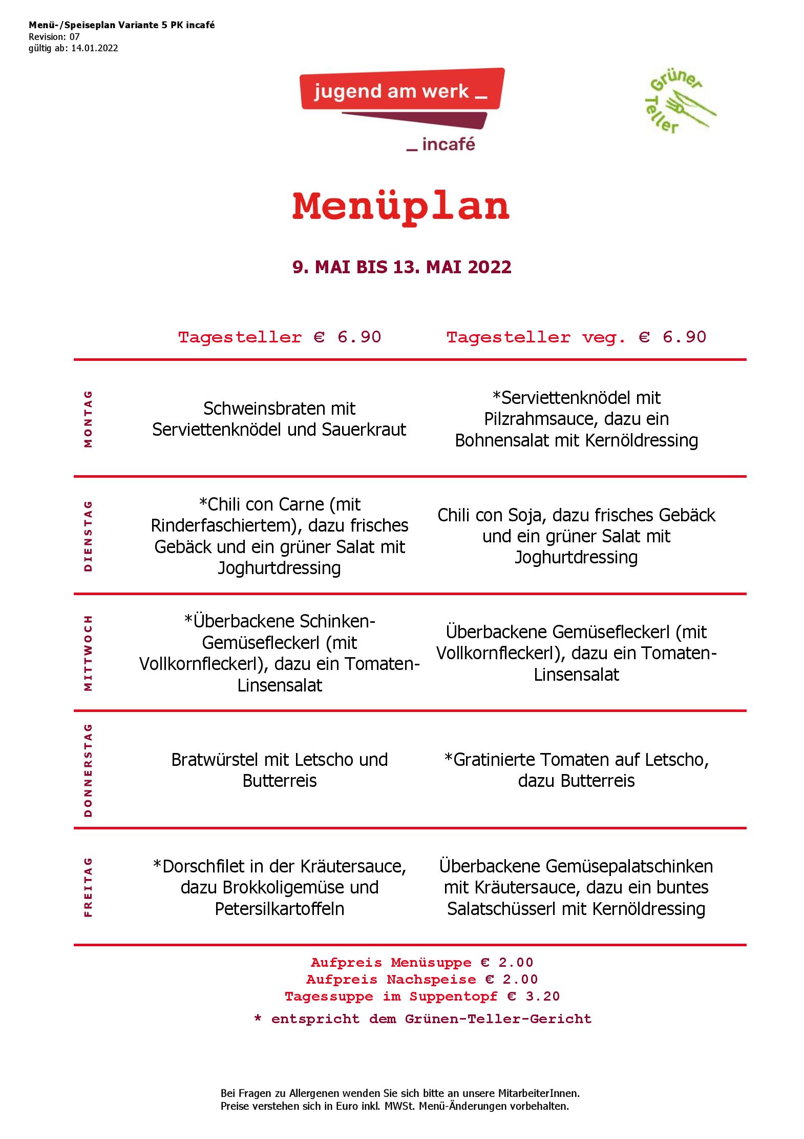 Speisekarte incafé in Graz, Seite 141