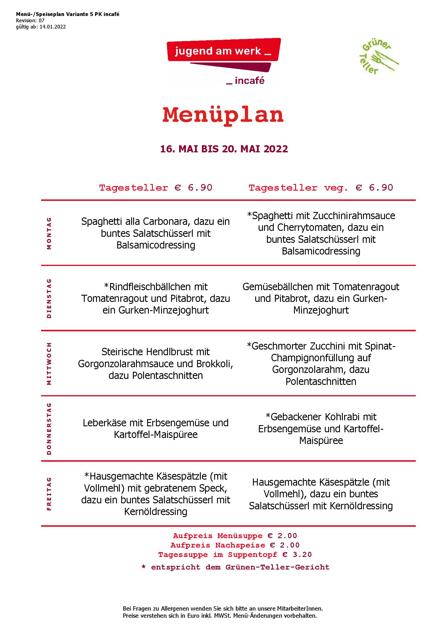 Speisekarte incafé in Graz, Seite 49