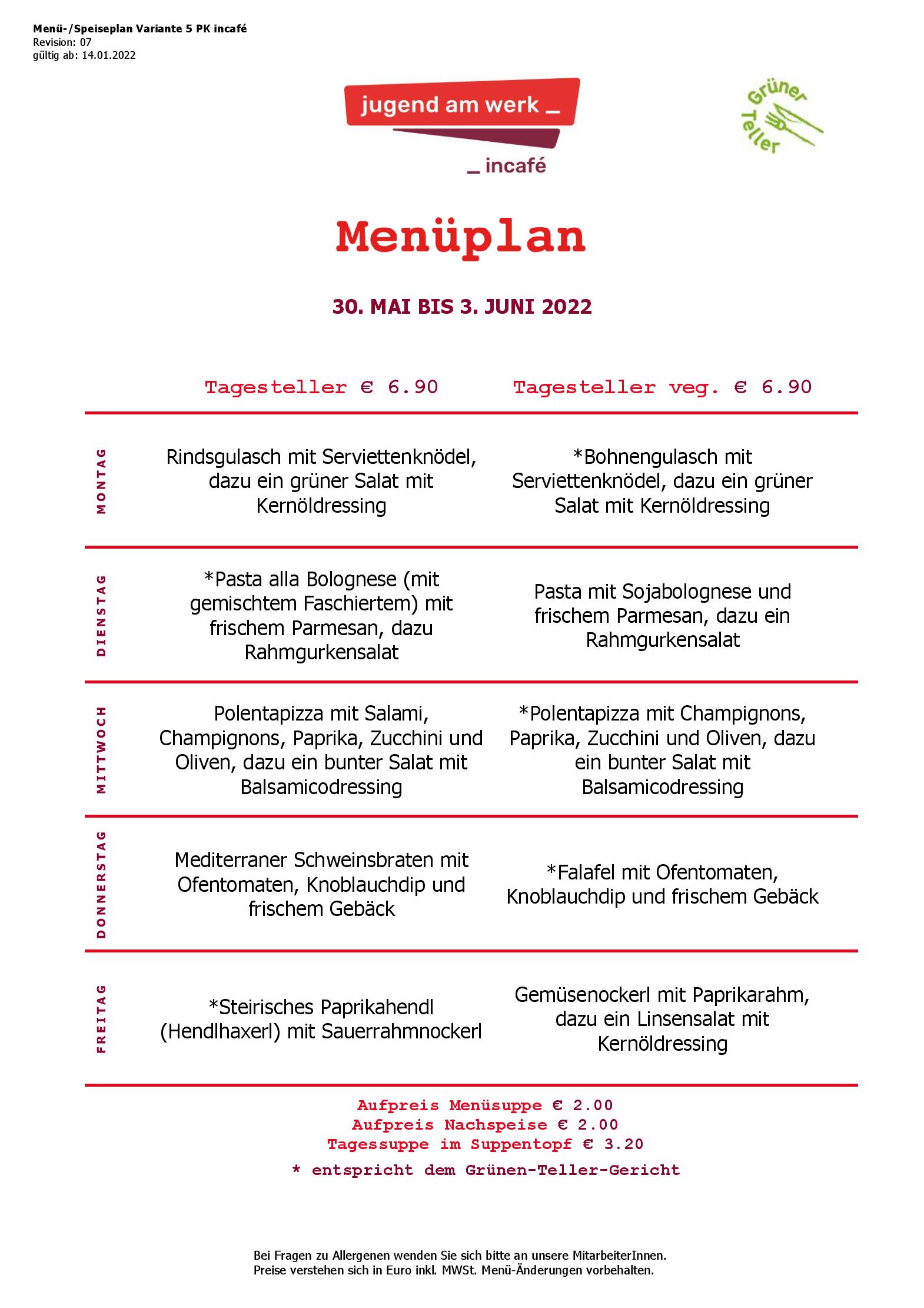Speisekarte incafé in Graz, Seite 7
