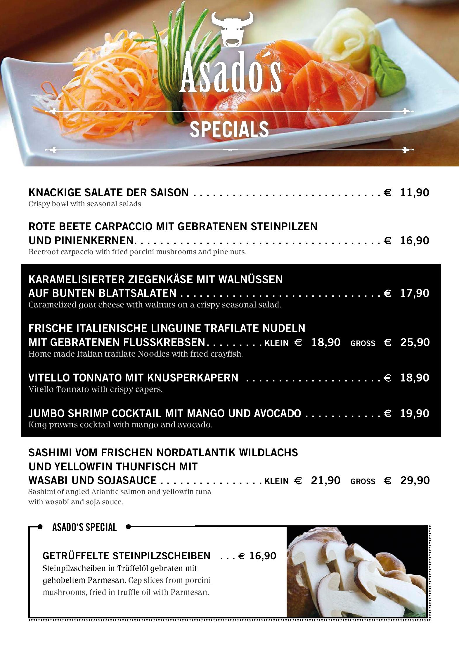 Speisekarte Asado s Steakhouse, Bar & Lounge in Kirchberg, Seite 8