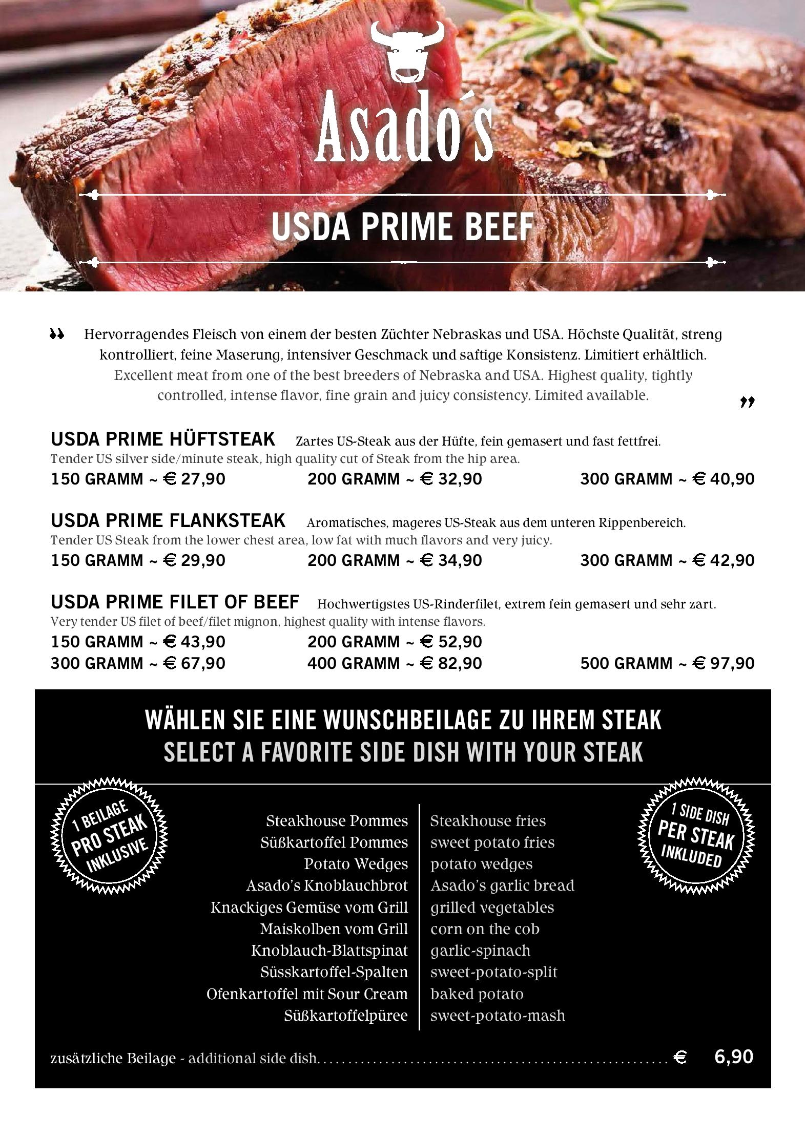 Speisekarte Asado s Steakhouse, Bar & Lounge in Kirchberg, Seite 4