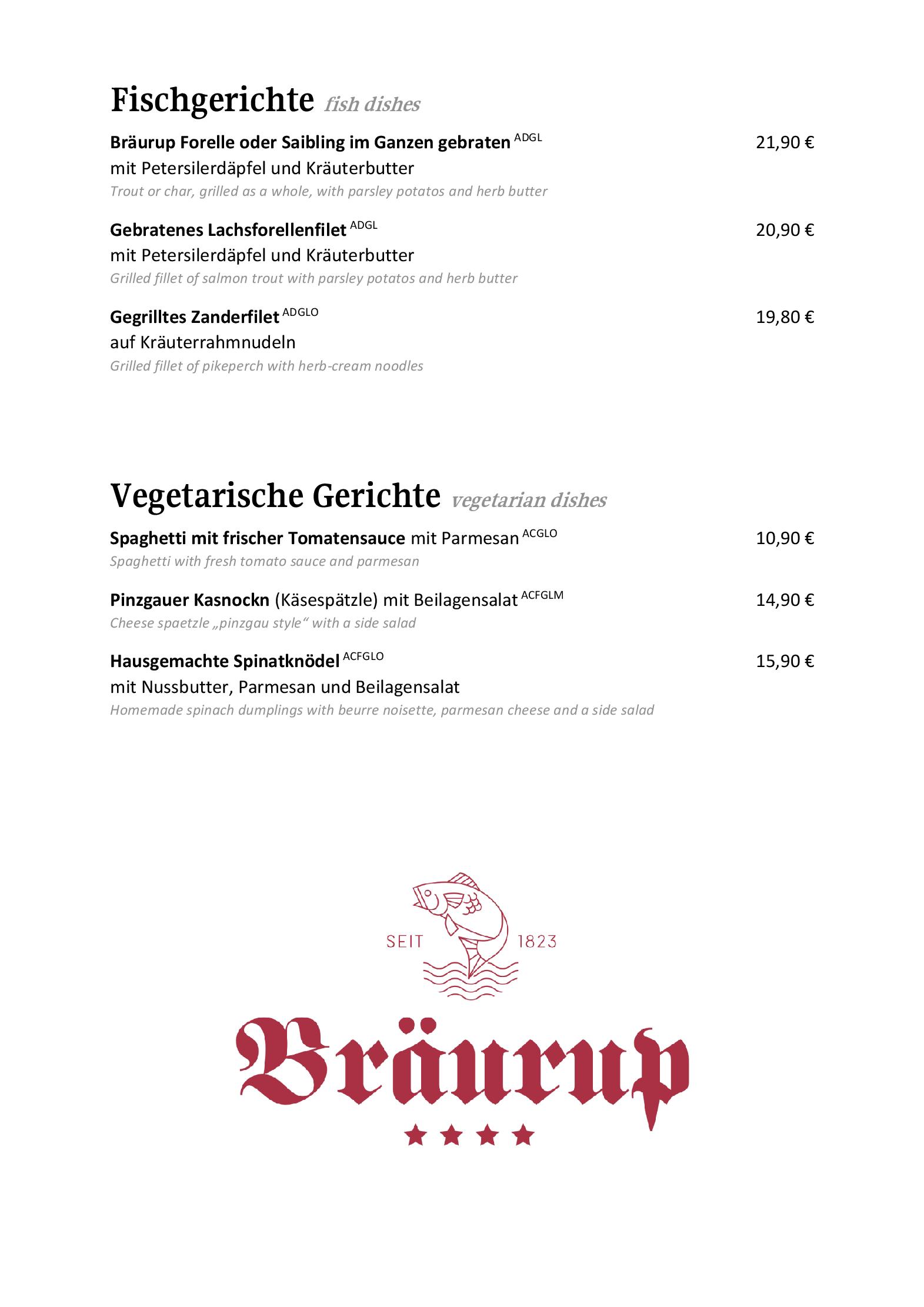 Speisekarte Hotel Restaurant Brauerei BRÄURUP in Mittersill, Seite 3