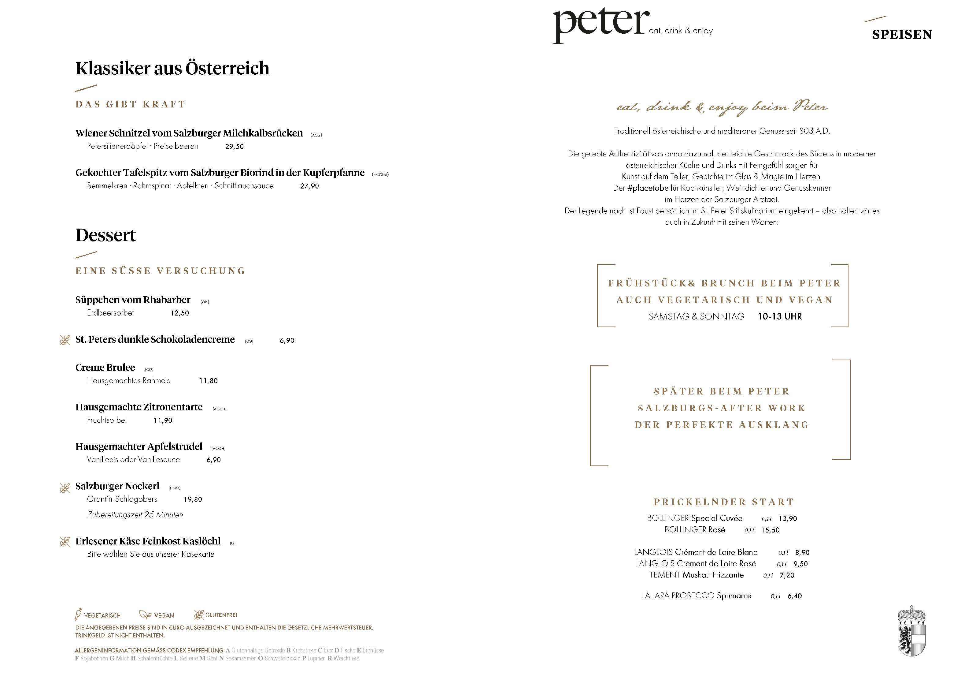 Speisekarte St. Peter Stiftskulinarium in Salzburg, Seite 6