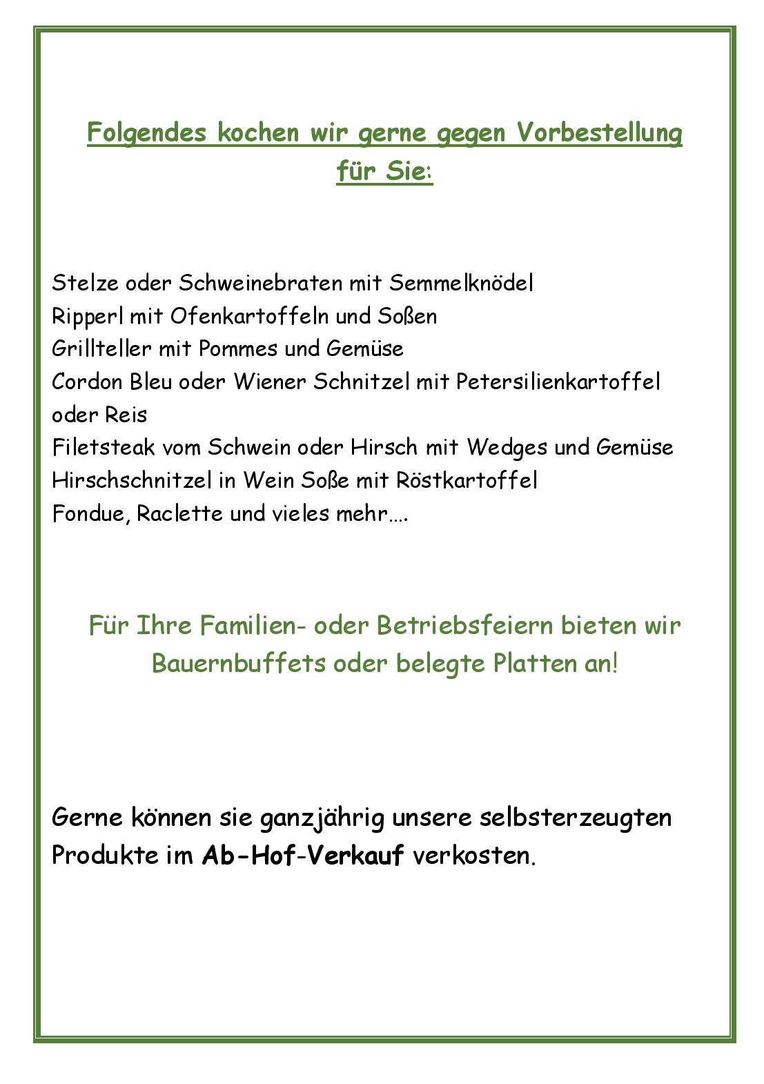 Speisekarte Panoramagasthof Glader in Oberdrauburg, Seite 5
