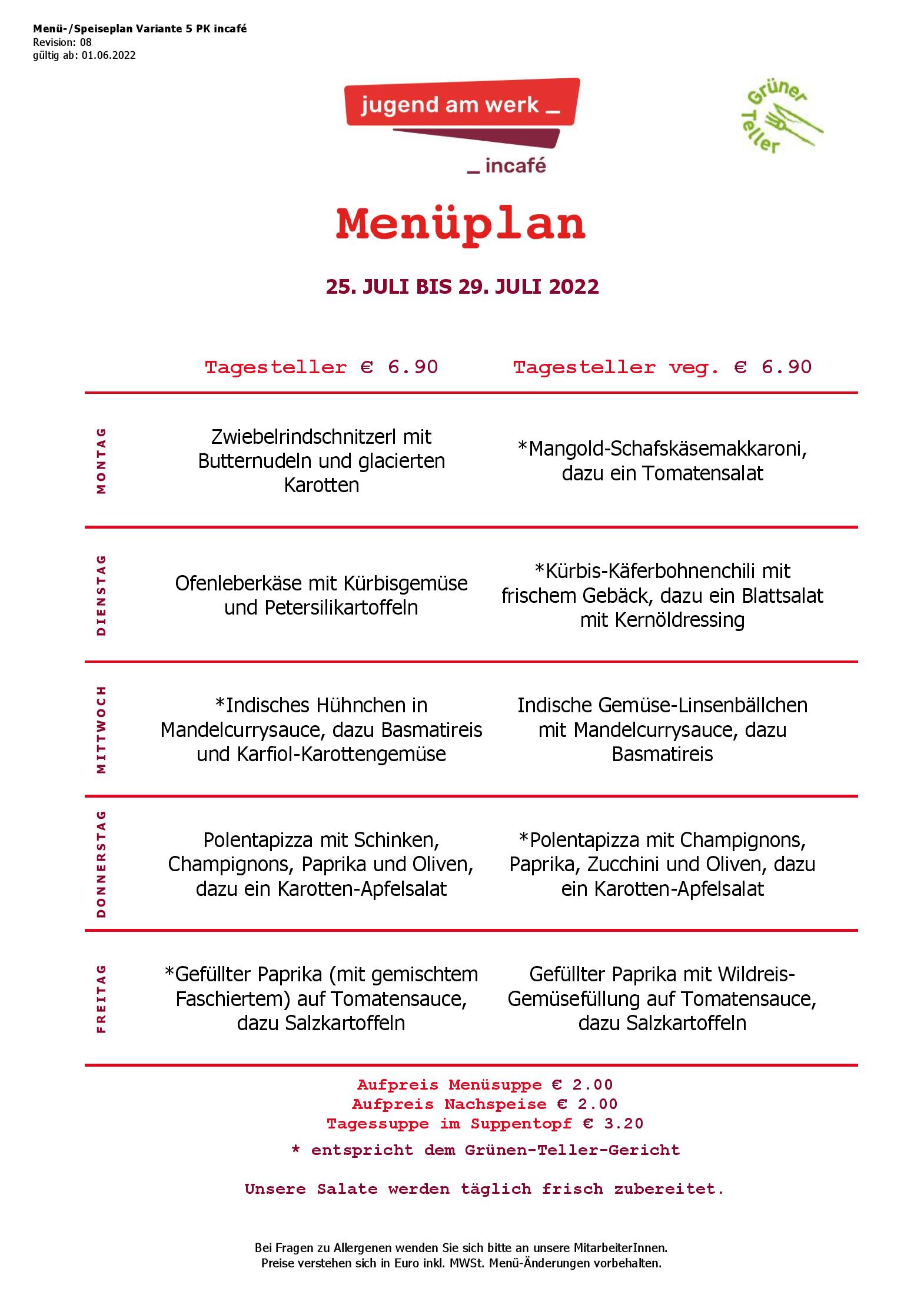 Speisekarte incafé in Graz, Seite 182