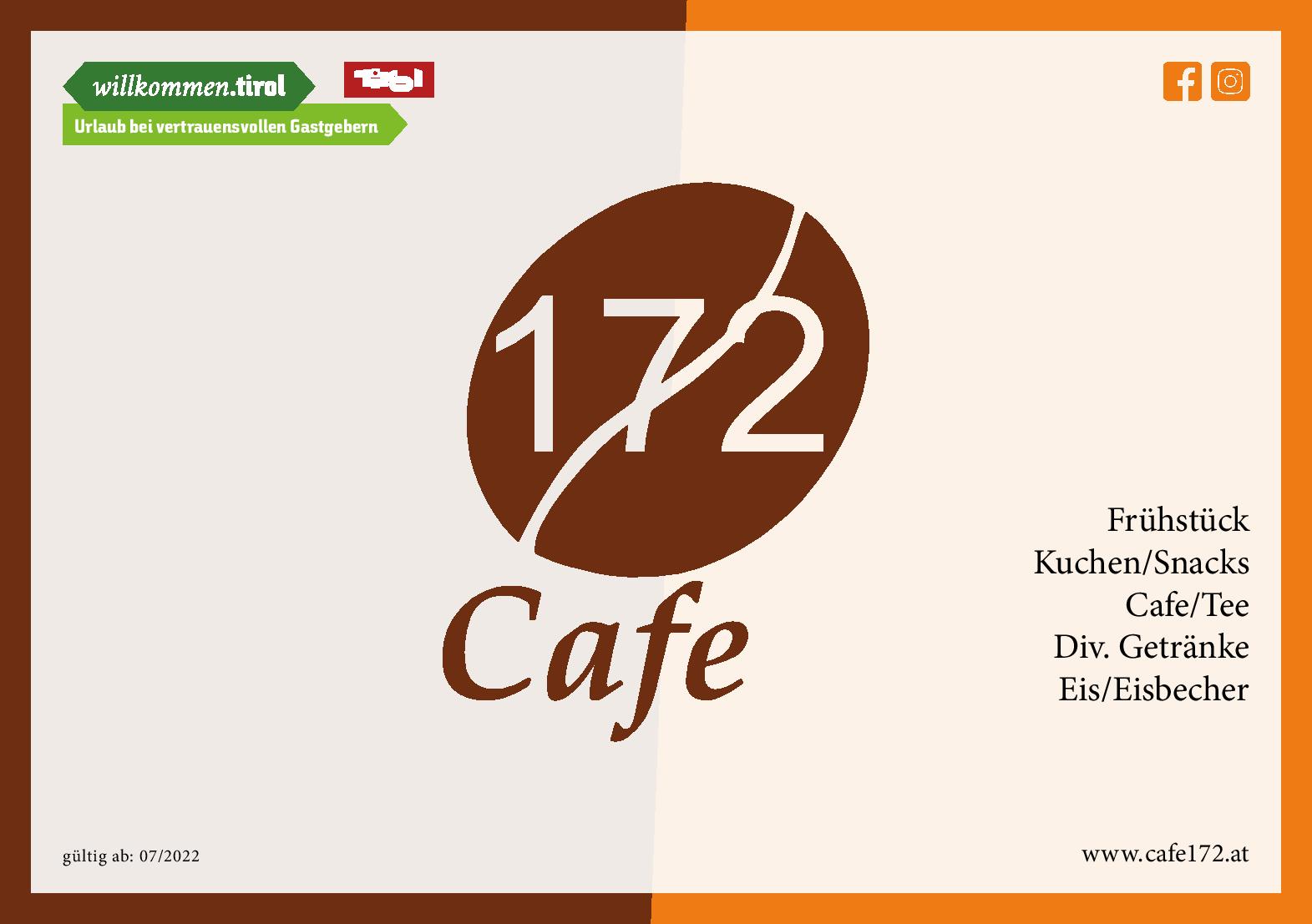 Speisekarte Cafe 172, Neuschäfer John-Patrick in Koessen, Seite 54