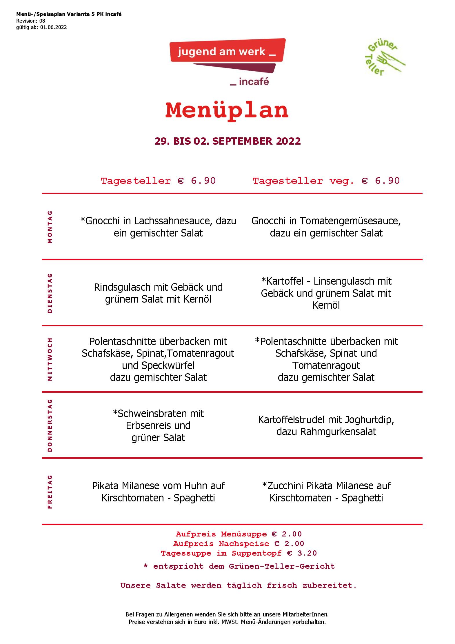Speisekarte incafé in Graz, Seite 201