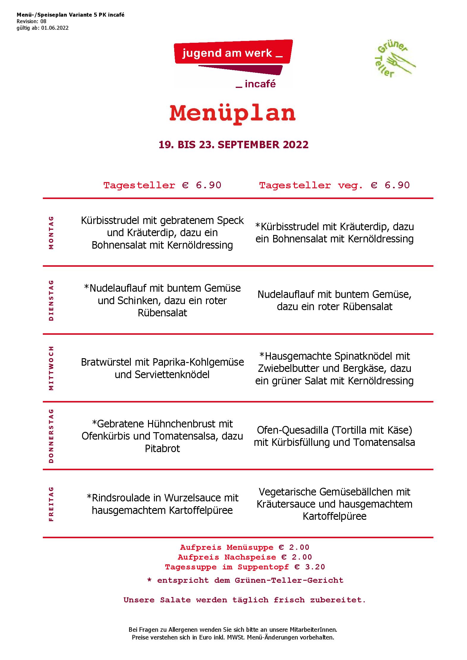 Speisekarte incafé in Graz, Seite 78