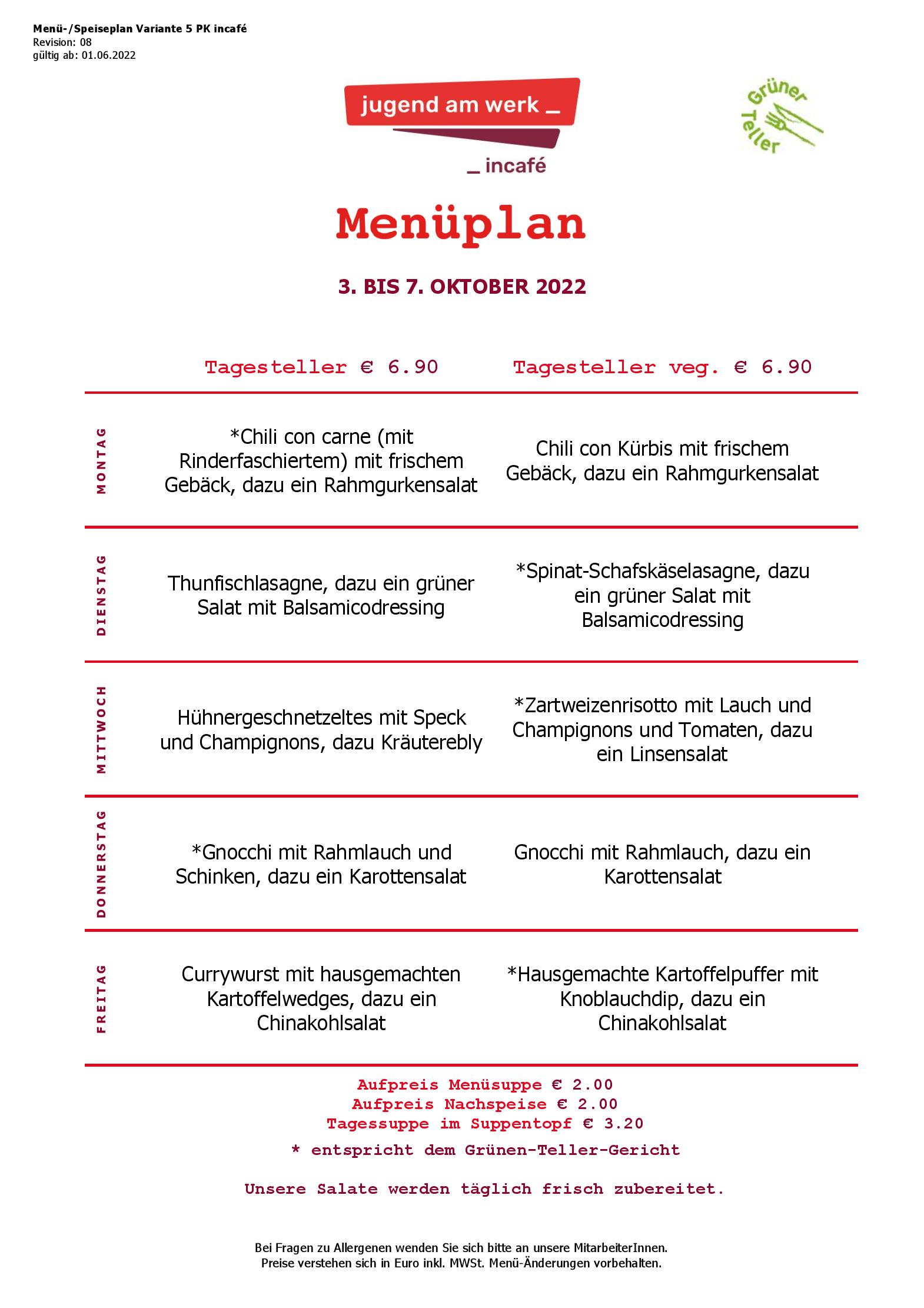 Speisekarte incafé in Graz, Seite 18