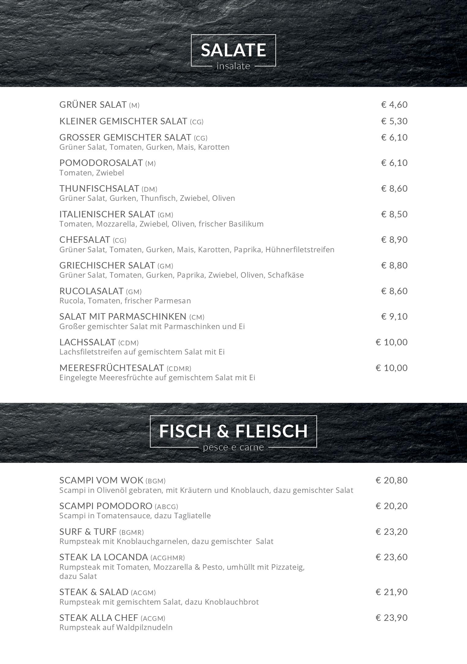 Speisekarte La Locanda in Landeck, Seite 2