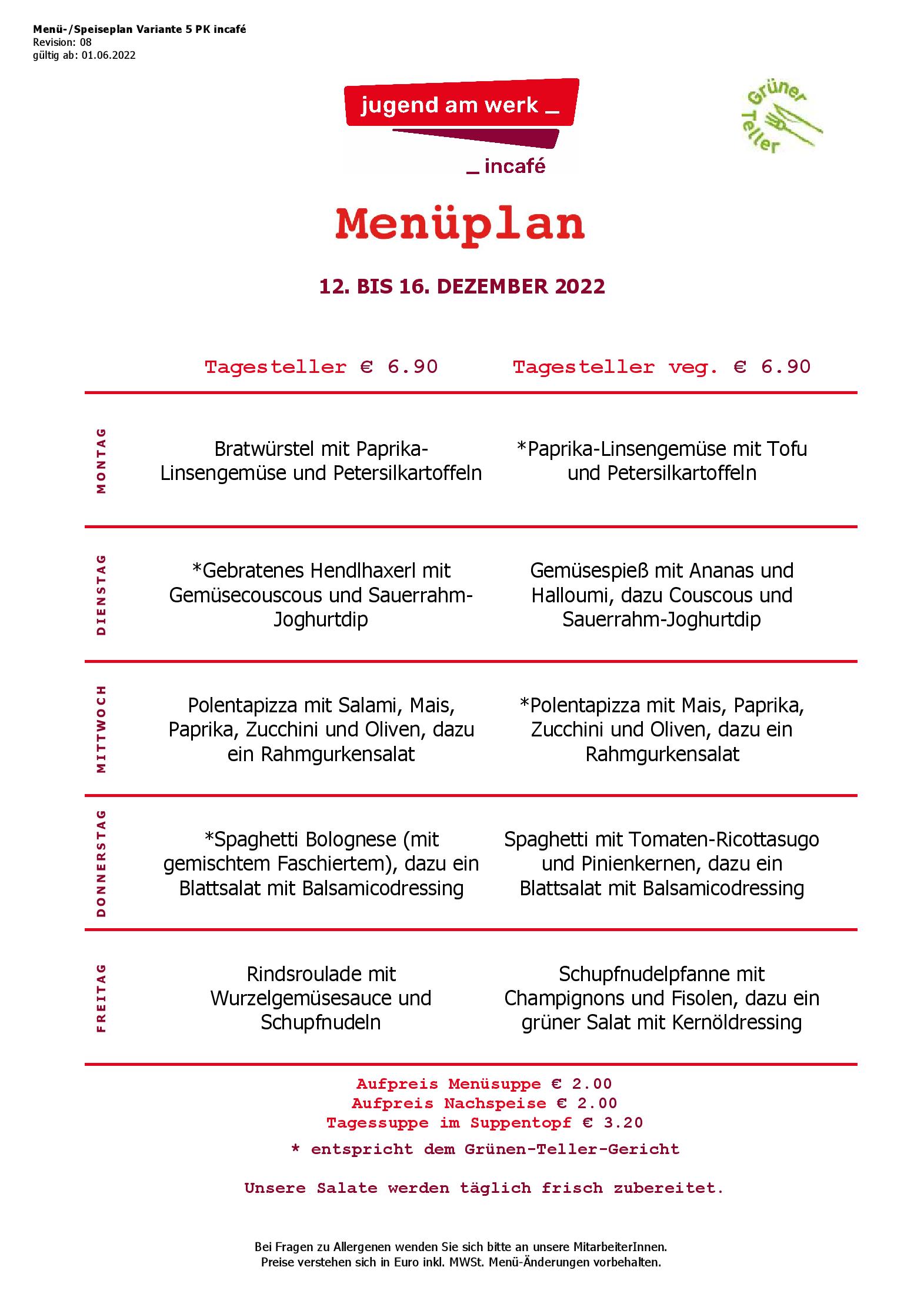 Speisekarte incafé in Graz, Seite 66